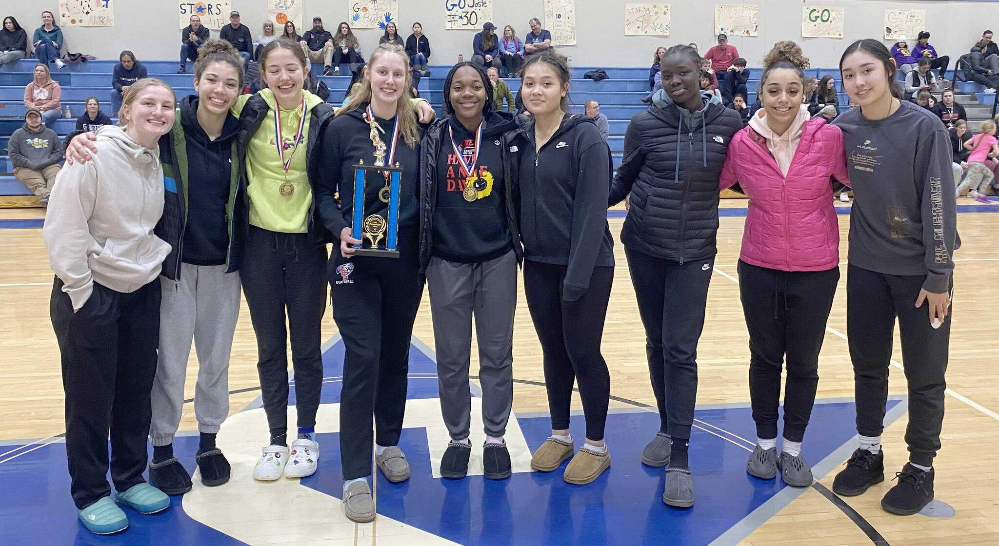 The Anchorage Christian Schools girls won the Al Howard Tournament at Soldotna High School in Soldotna, Alaska, on Saturday, Jan. 28, 2023. (Photo provided)
