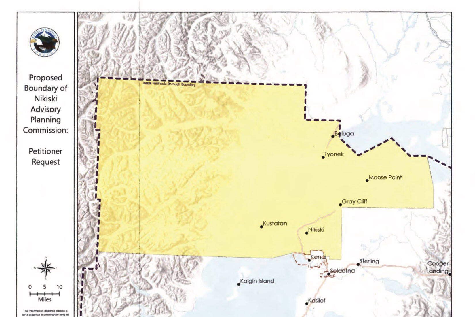 The boundaries of Nikiski’s Advisory Planning Commission, as petitioned by residents. (Map via Kenai Peninsula Borough)