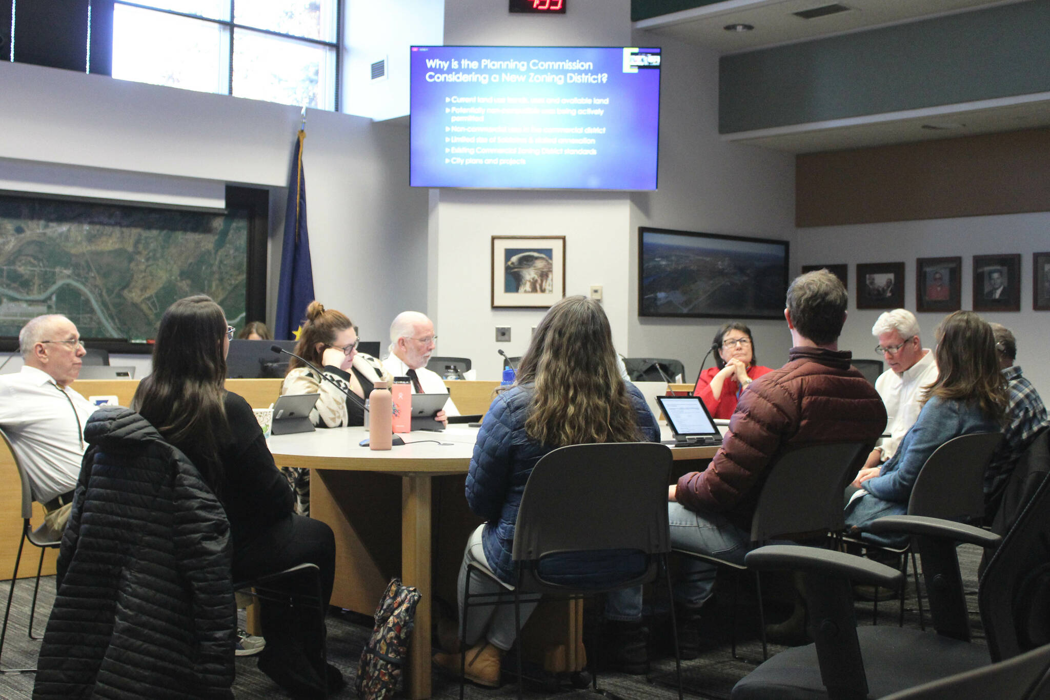 Soldotna City Council members and Soldotna Planning and Zoning commissioners meet for a joint work session on Wednesday, March 8, 2023, in Soldotna, Alaska. (Ashlyn O’Hara/Peninsula Clarion)