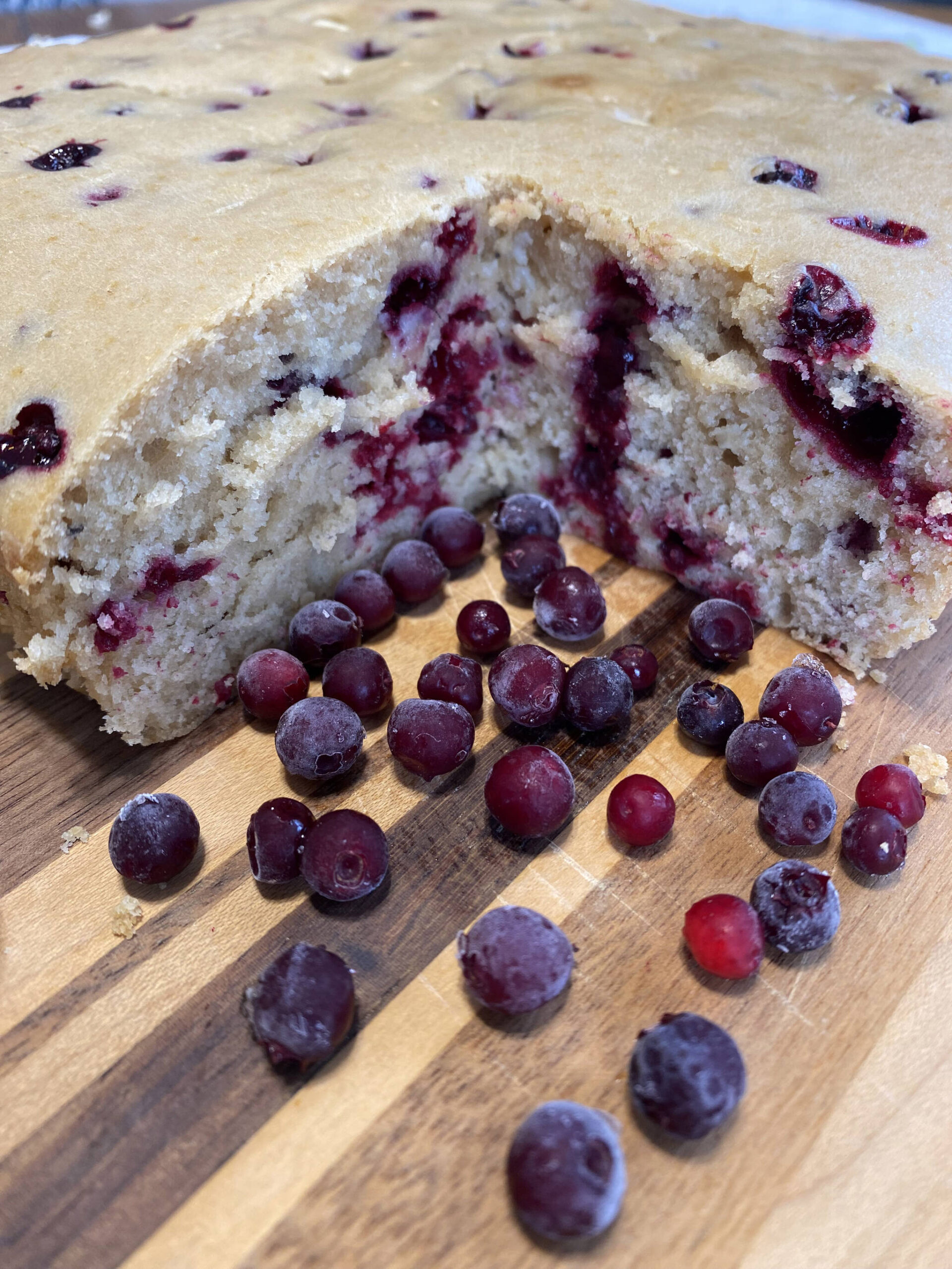 White chocolate cranberry cake is served with fresh cranberries. (Photo by Tressa Dale/Peninsula Clarion)