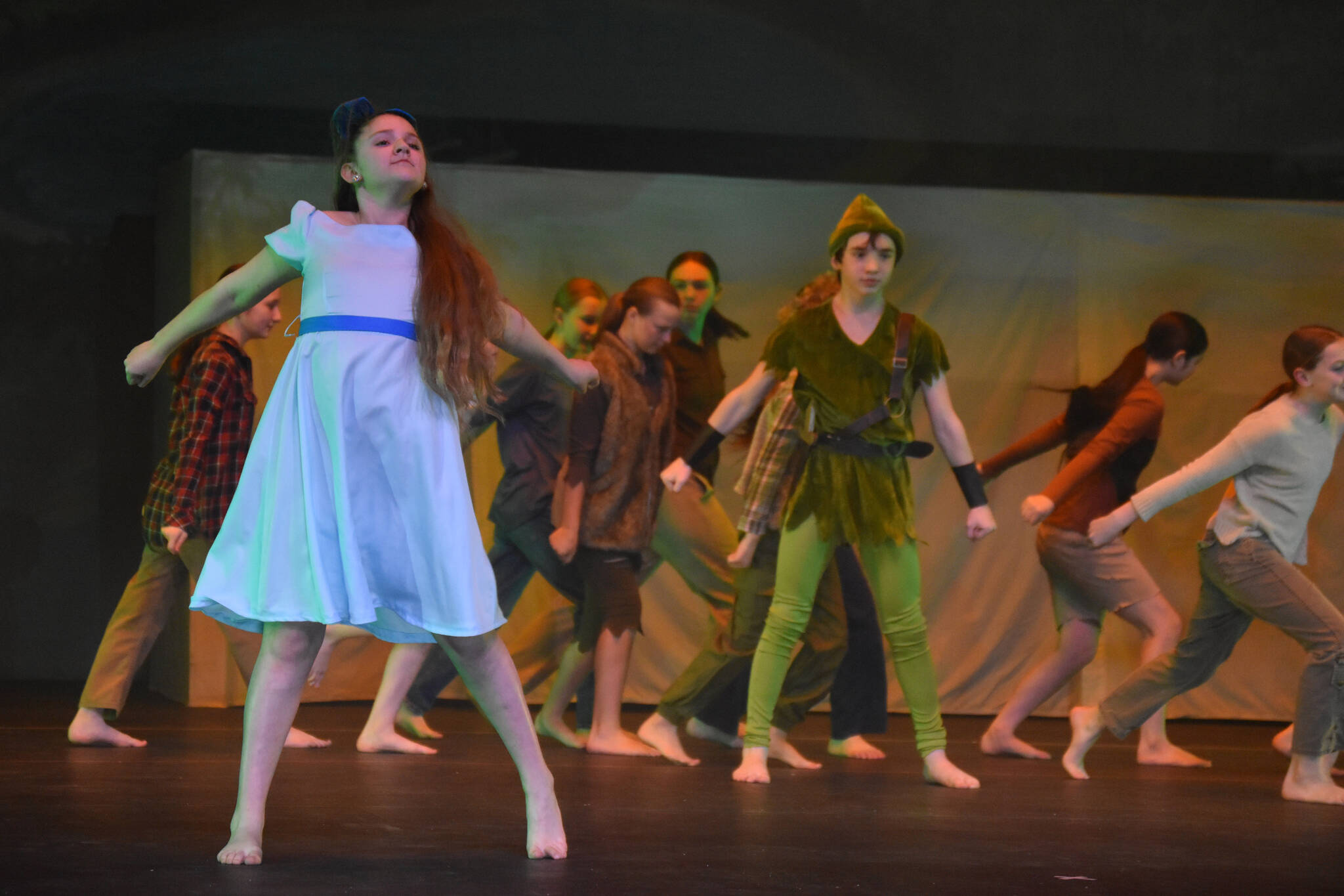 Forever Dance performers rehearse “Storytellers” on Wednesday, March 22, 2023, at the Renee C. Henderson Auditorium in Kenai, Alaska. (Jake Dye/Peninsula Clarion)