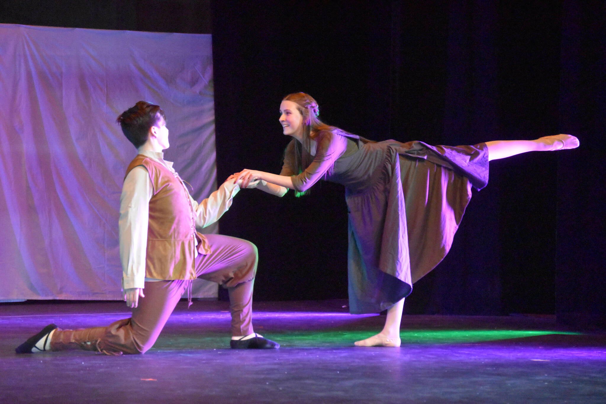 Forever Dance performers rehearse “Storytellers” on Wednesday, March 22, 2023, at the Renee C. Henderson Auditorium in Kenai, Alaska. (Jake Dye/Peninsula Clarion)