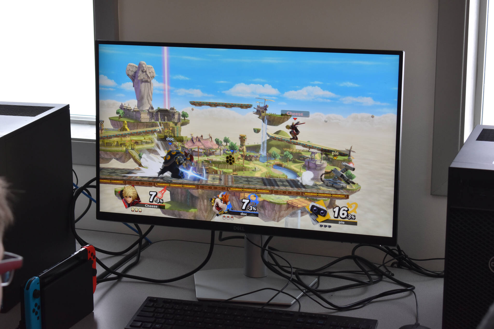 Kenai Central High School esports players participate in a practice match of Super Smash Bros. Ultimate ahead of a scheduled game at Kenai Central High School in Kenai, Alaska, on Wednesday, Feb. 15, 2023. (Jake Dye/Peninsula Clarion)