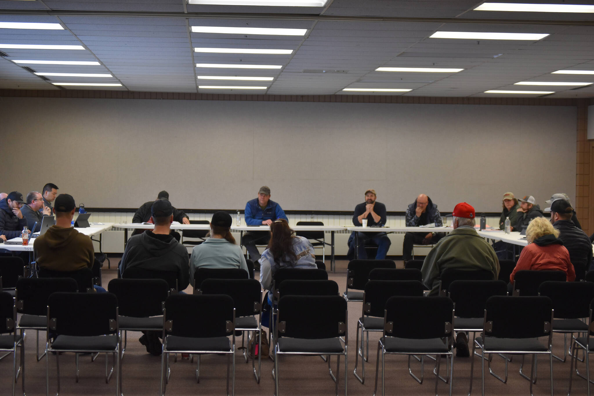 The Kenai/Soldotna Fish and Game Advisory Committee meets on Tuesday, April 4, 2023, at the Soldotna Regional Sports Complex in Soldotna, Alaska. (Jake Dye/Peninsula Clarion)