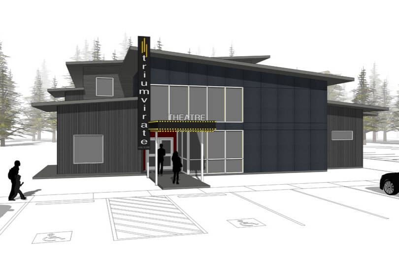 The plans for the Triumvirate Theater’s new building are seen in this mockup. (Courtesy of Joe Rizzo)