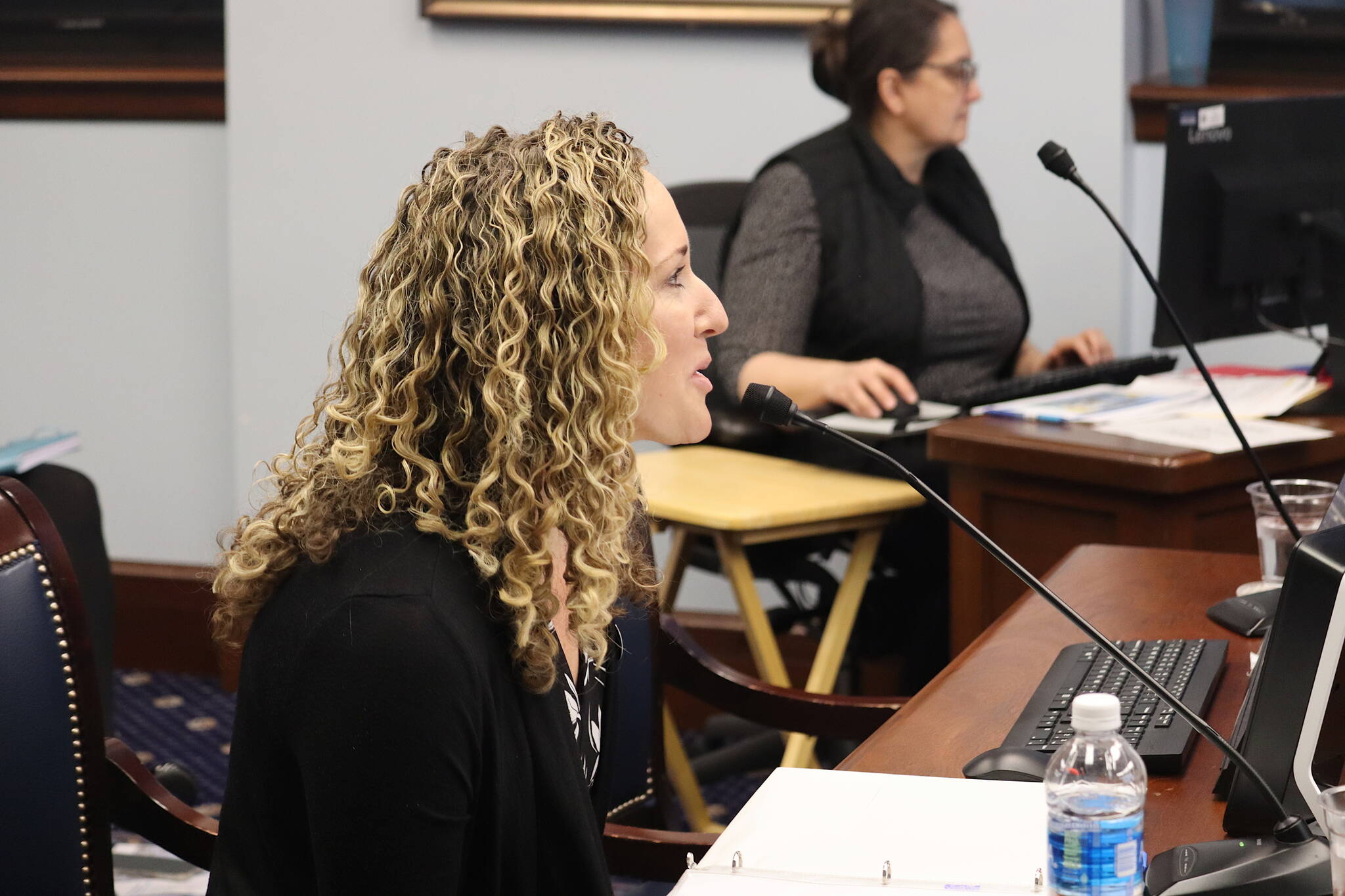 Alaska Department of Health Commissioner Heidi Hedberg provides an overview of the department’s services and ongoing difficulties with its public assistance services to the Senate Health And Resources Committee on Tuesday, Jan. 24, 2023. (Mark Sabbatini / Juneau Empire)