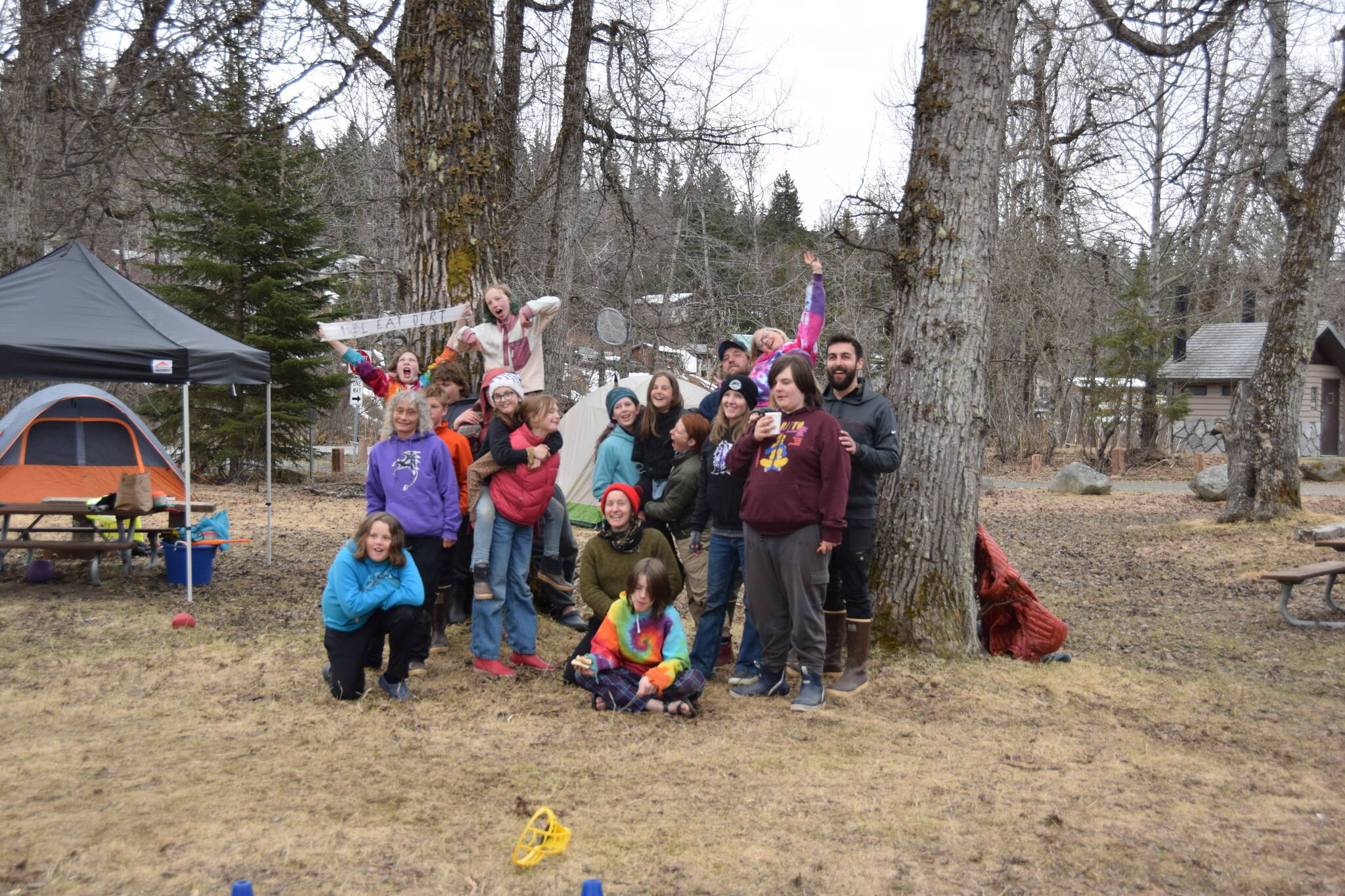 Homer's Fireweed Academy 6th grade students at the Anchor River on Tuesday May 9. Emilie Springer/ Homer News