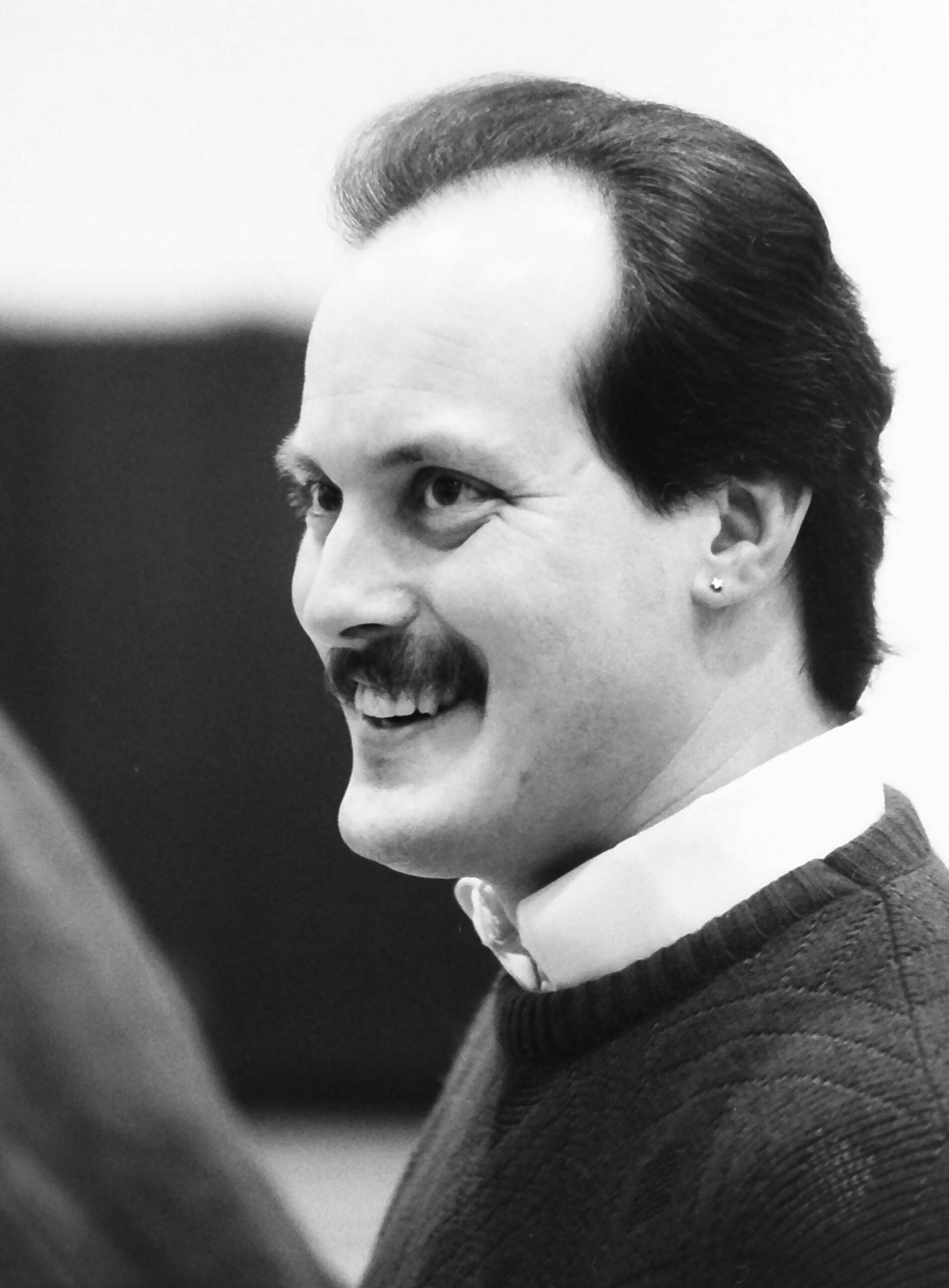 Rusty Swan/Peninsula Clarion
Coach Dan Gensel after getting his ear pierced to celebrate Soldotna High School’s first team-sport state championship on Friday, Feb. 12, 1993, in Soldotna. Gensel, who led the Soldotna High School girls basketball team to victory, had promised his team earlier in the season that he would get his ear pierced if they won the state title.
Coach Dan Gensel after getting his ear pierced to celebrate Soldotna High School’s first team-sport state championship on Friday, Febr. 12, 1993 in Soldotna, Alaska. Gensel, who led the Soldotna High School girls basketball team to victory, had promised his team earlier in the season that he would get his ear pierced if they won the state title. (Rusty Swan/Peninsula Clarion)