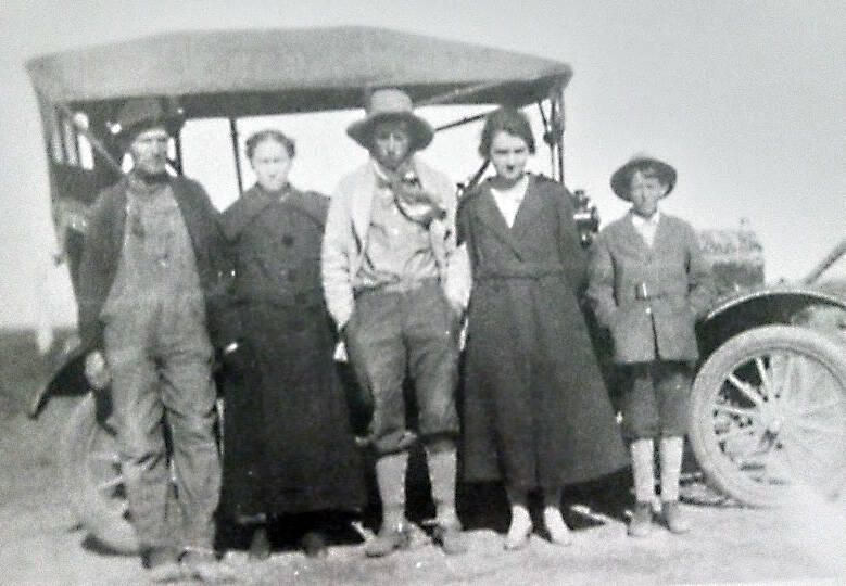 Photo courtesy of the Brennan Family Collection
In the late 1910s, while Floyd King was serving in the U.S. Army in Europe, the rest of his family posed for this photograph. From L-R are John Thomas King and his wife May, and Floyd’s three siblings, Bill, Mary and Omer.