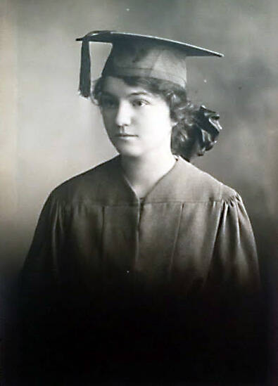 Photo courtesy of the Brennan Family Collection
Mary Elizabeth King, seen here as a teaching college graduate in the late 1910s, was married with the surname Cameron in 1962 when she sought out her brother’s widow in Alaska. Her brother, John Floyd King, had changed his name to Alec Hardin MacDonald and married a Takotna woman named Helen Irene O’Halloran.