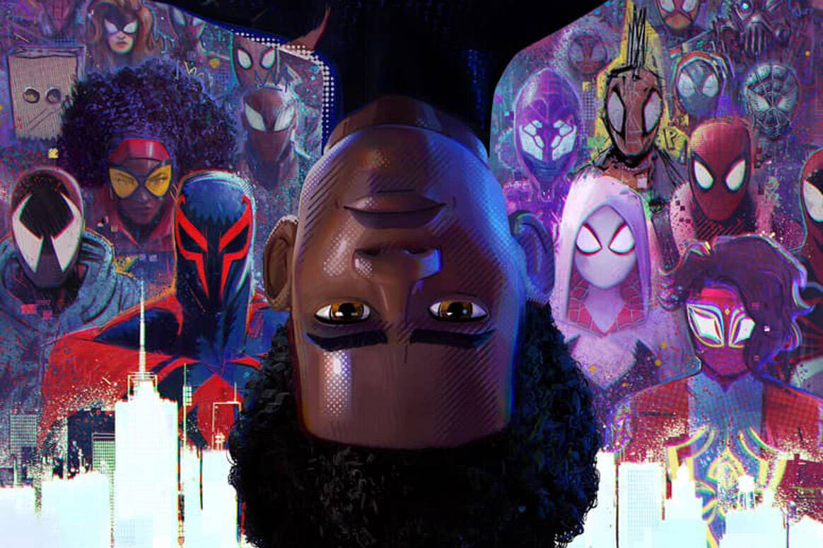 Miles Morales, played by Shameik Moore, finds himself opposed by a legion of Spider-People in “Spider-Man: Across the Spider-Verse.” (Promotional image courtesy Sony Pictures)