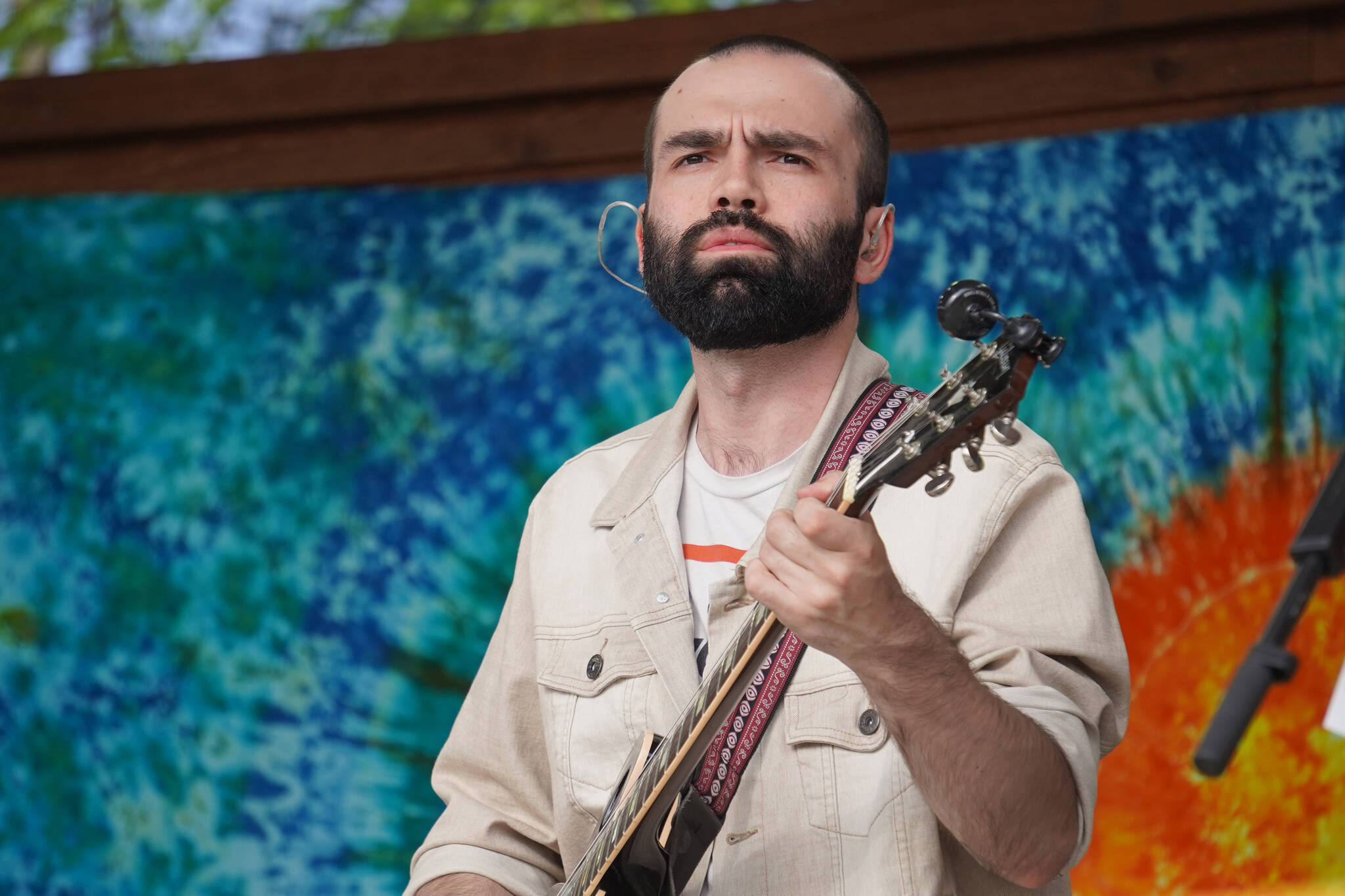 Matt Faubion performs as part of Blackwater Railroad Company during the Levitt AMP Soldotna Music Series on Wednesday, June 7, 2023, at Soldotna Creek Park in Soldotna, Alaska. (Jake Dye/Peninsula Clarion)