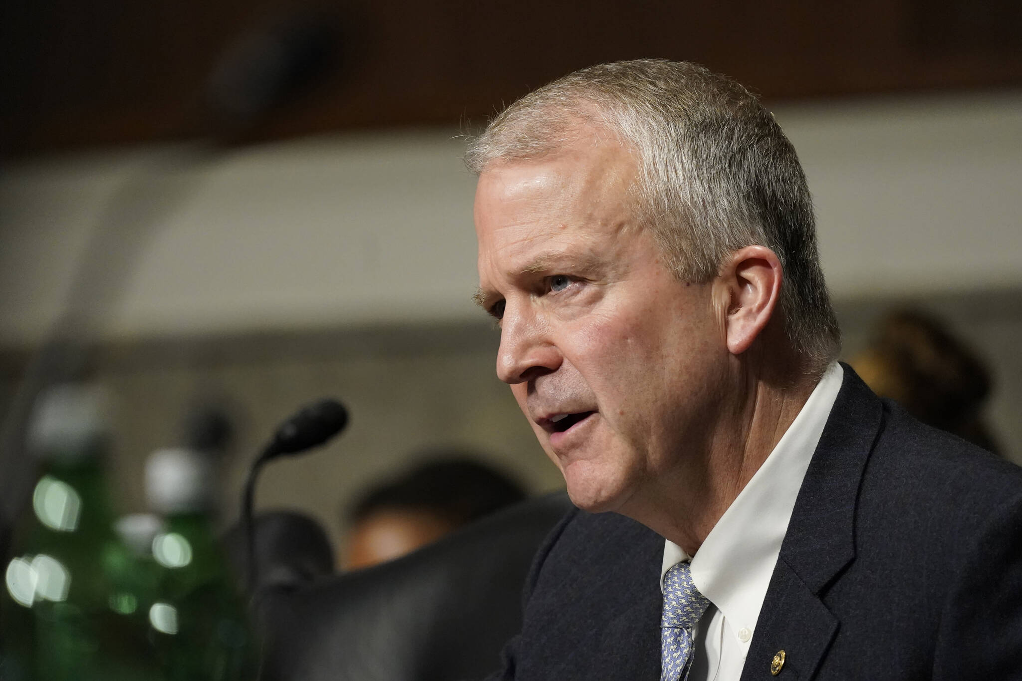 Sen. Dan Sullivan, R-Alaska, speaks during a Senate Armed Services Committee hearing on Capitol Hill on March 7 in Washington. (AP Photo/Carolyn Kaster)