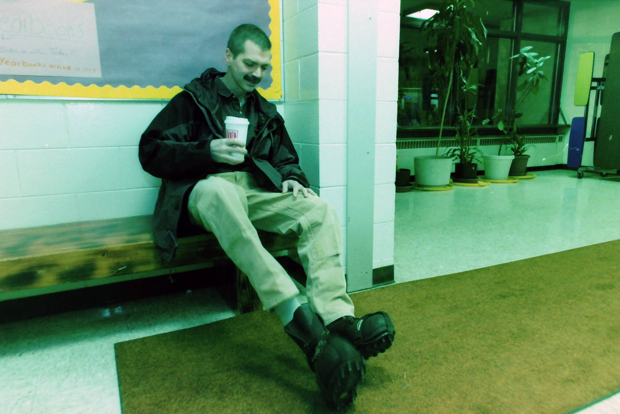Robert Summer is seen at Kenai Middle School, a cup of Kaladi Brothers coffee in hand, in Kenai, Alaska, in November 2004. (M. Scott Moon/Peninsula Clarion file)
