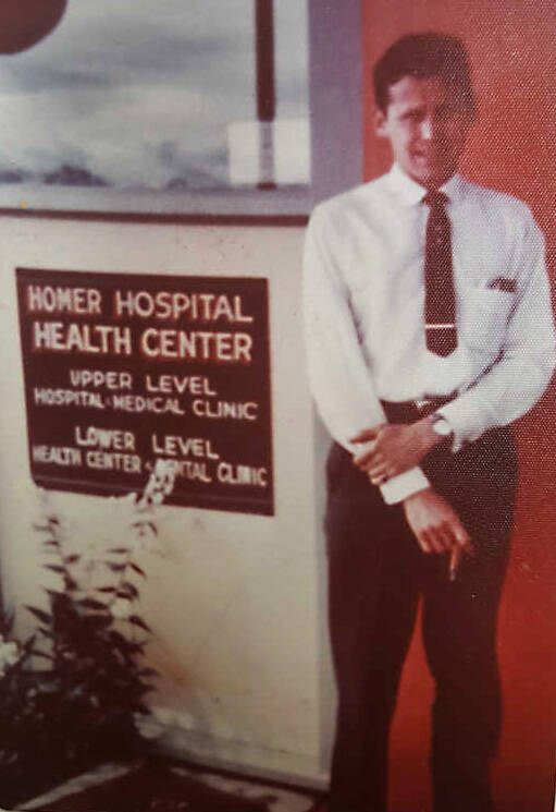 Photo courtesy of South Peninsula Hospital
Dr. John Fenger, chief-of-staff, poses outside the Homer Hospital Health Center, circa 1960.