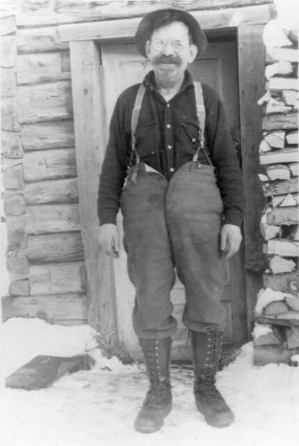 This undated photo from the Lawton Family Collection shows Windy Wagner during the winter, perhaps at a cabin on or near Tustumena Lake.