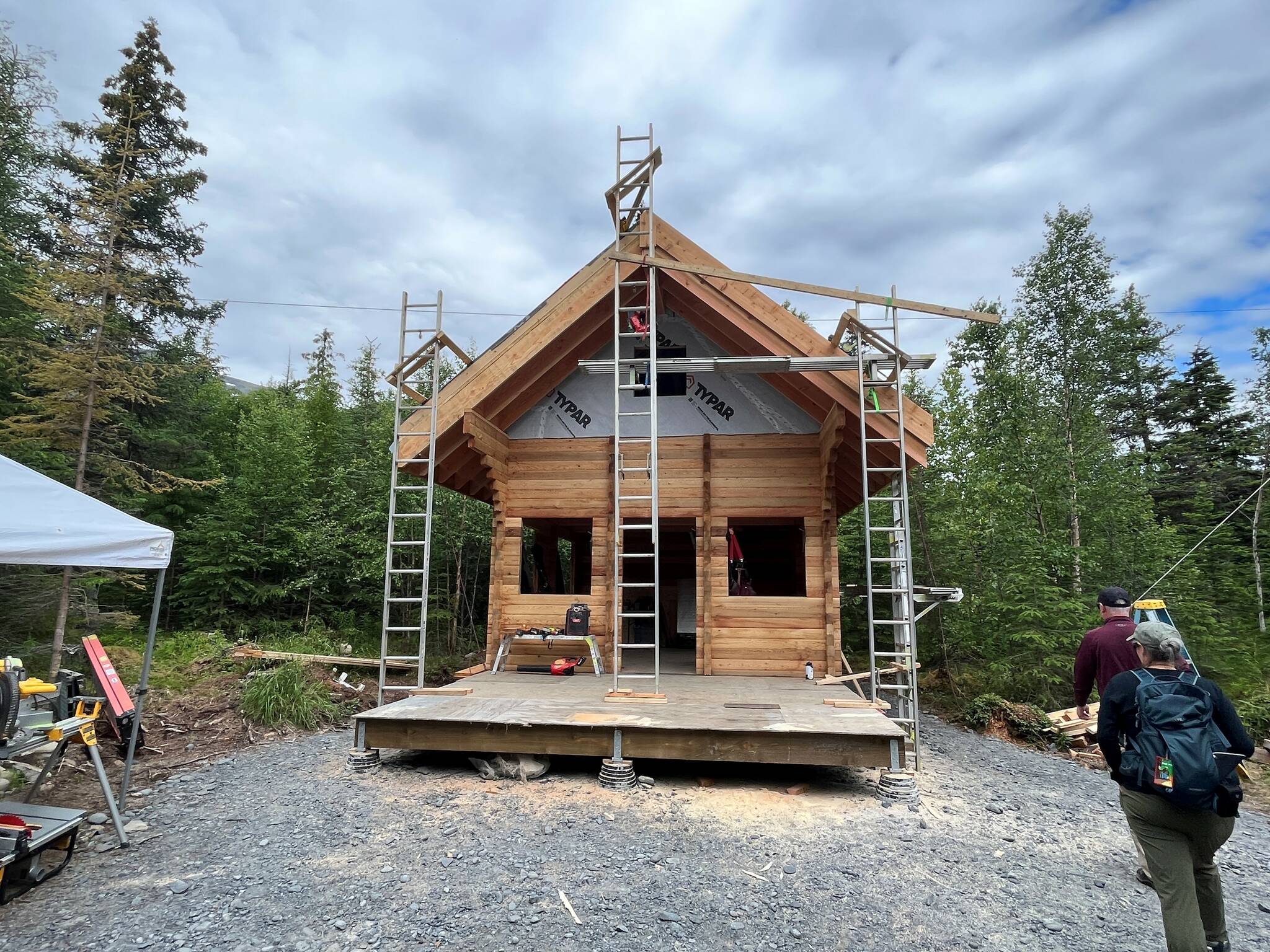 Trail River cabin is already under construction. (Photo courtesy Harvey Hergett/United States Forest Service)