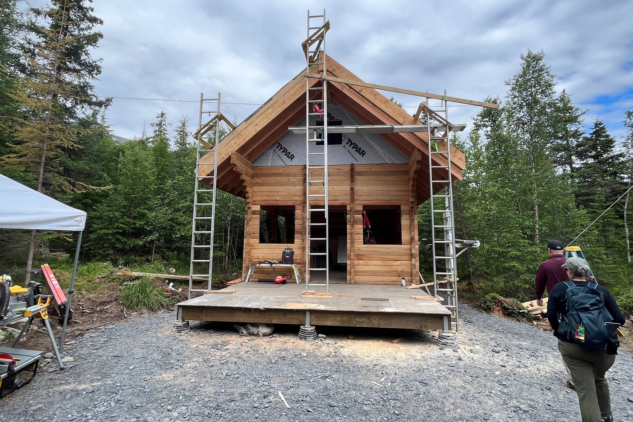Trail River cabin is already under construction. (Photo courtesy Harvey Hergett/United States Forest Service)
