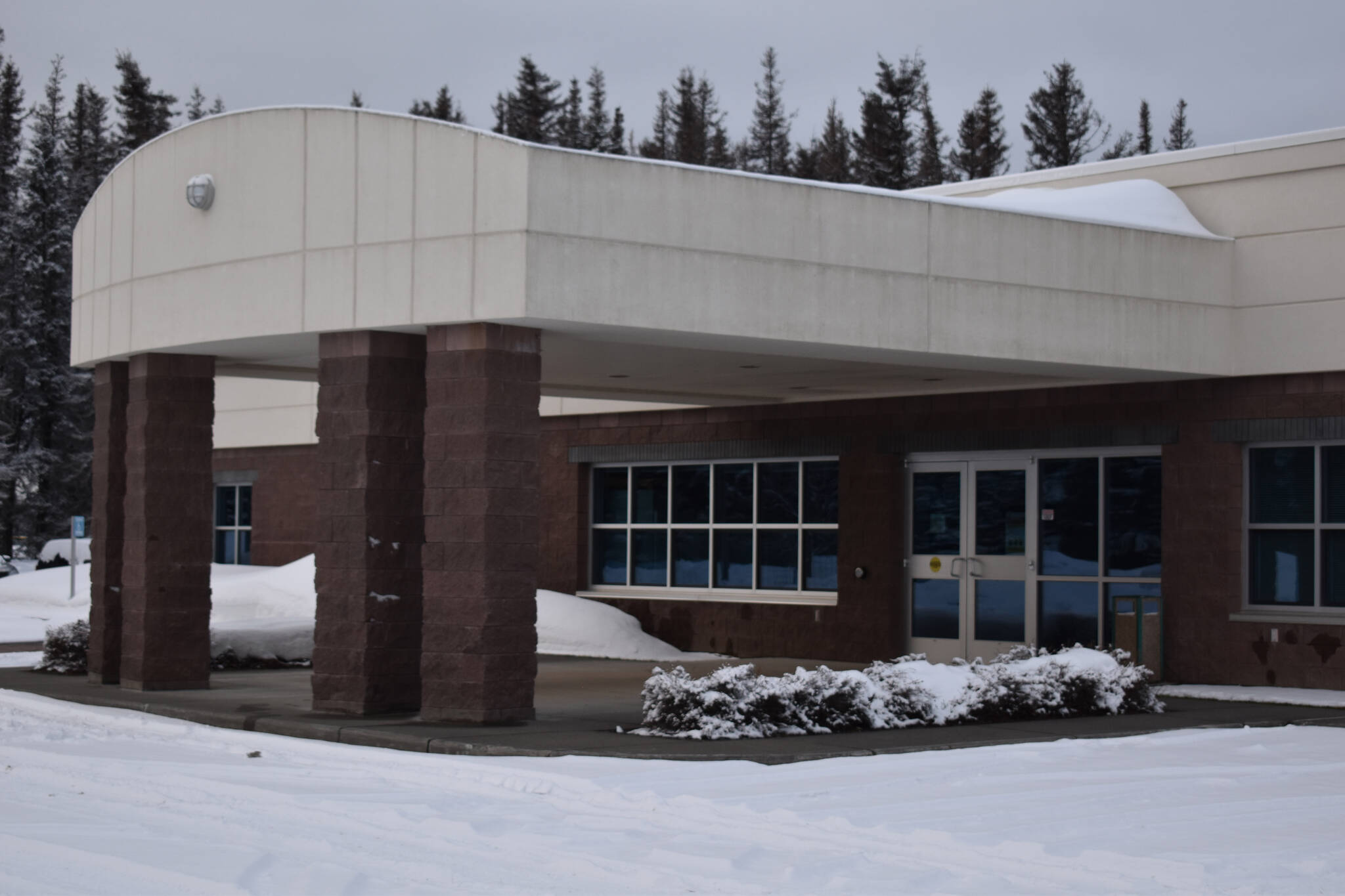 The Kenai Public Health Center is seen on a cloudy Monday, Feb. 6, 2023, in Kenai, Alaska. (Jake Dye/Peninsula Clarion)