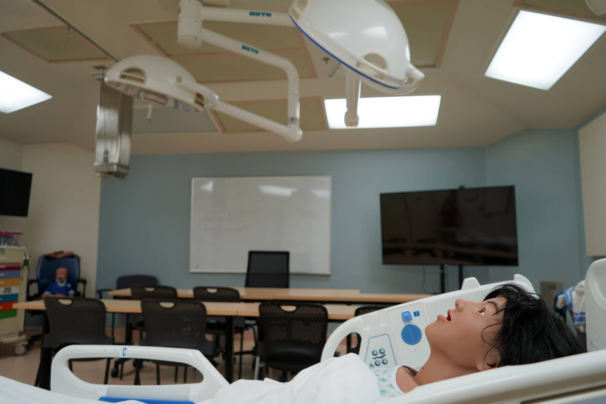 A training mannequin is seen in the Central Peninsula Hospital Staff Development classroom in Soldotna, Alaska, on Friday, Aug. 25, 2023. (Jake Dye/Peninsula Clarion)
