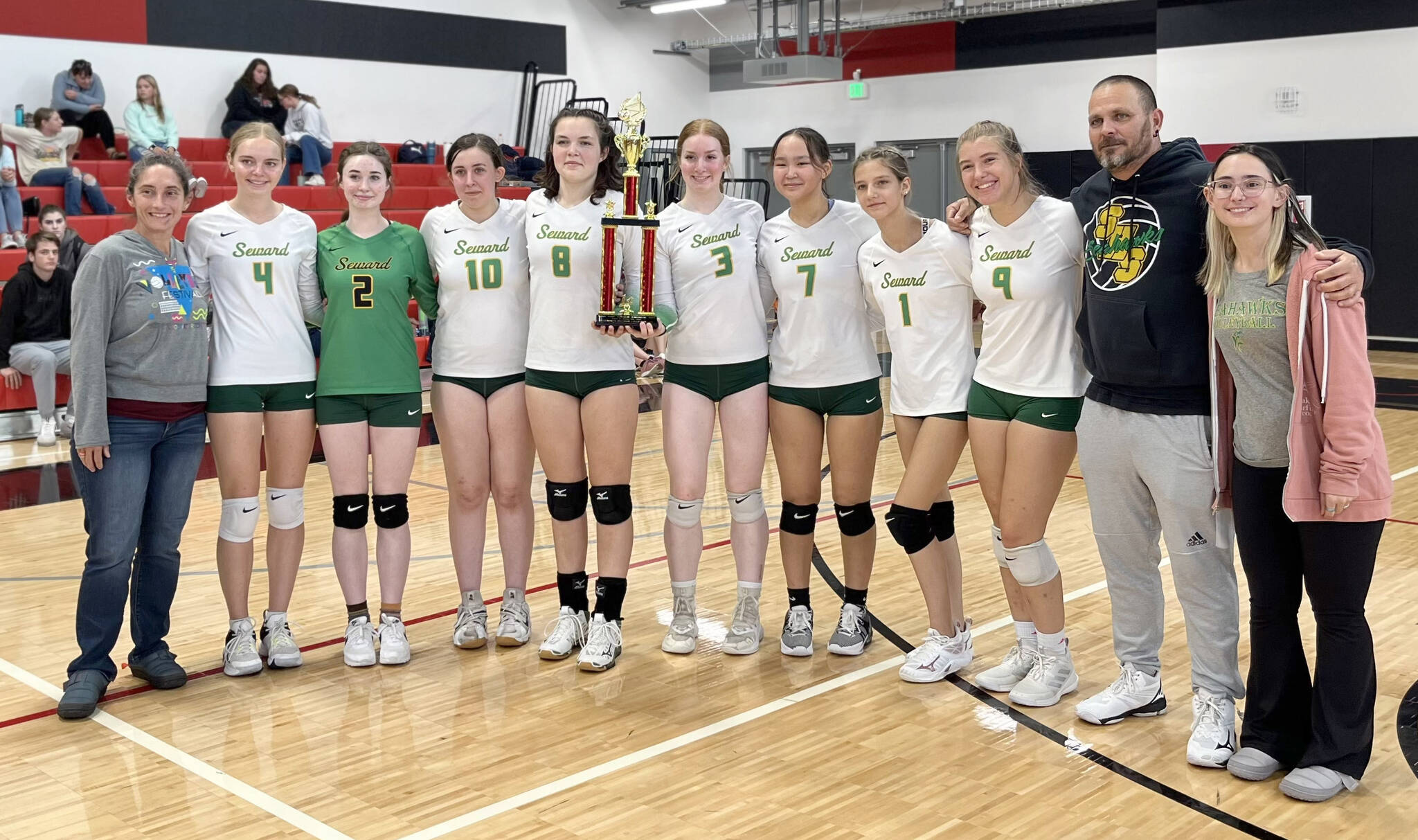 The Seward volleyball team after winning the North South Tournament on Saturday in Houston, Alaska. (Photo provided)