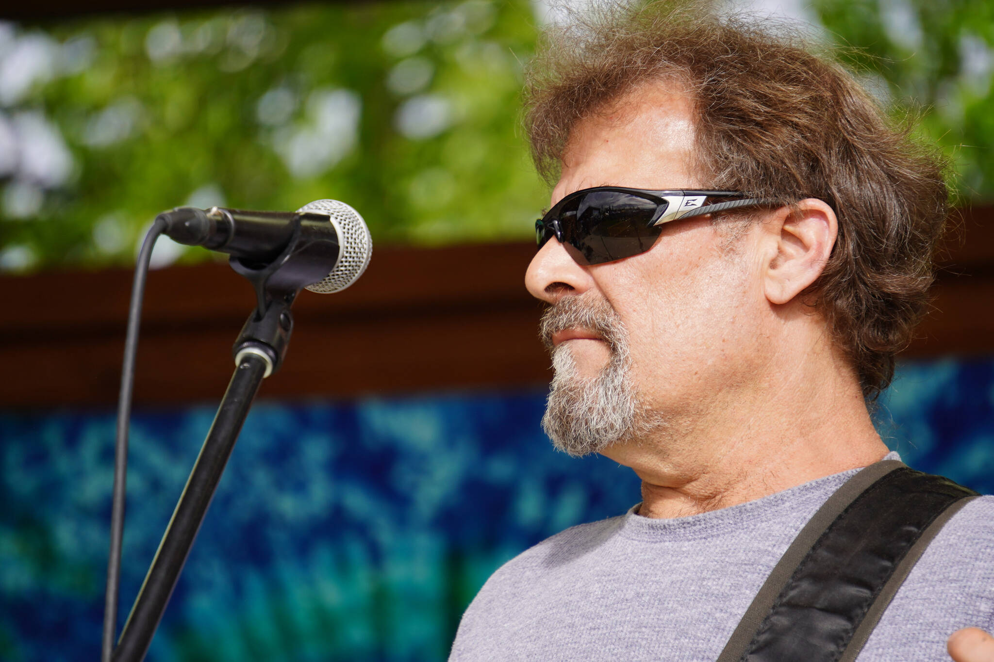 Brenden Nickel performs as part of BenJammin & The Jammin Band during the Levitt AMP Soldotna Music Series on Wednesday, June 7, 2023, at Soldotna Creek Park in Soldotna, Alaska. (Jake Dye/Peninsula Clarion)