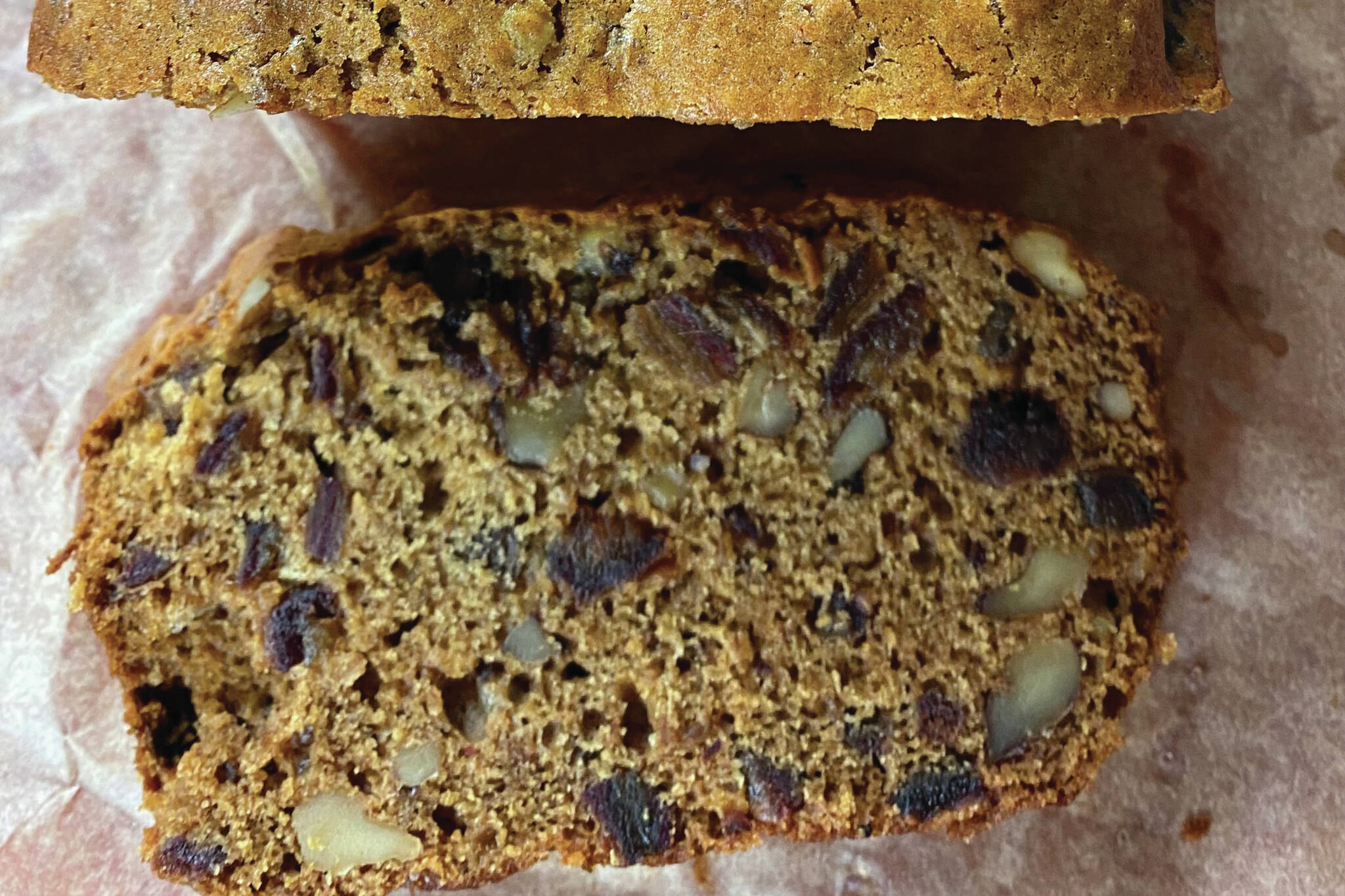 This date and walnut bread is sweet, dense and fragrant with spices. (Photo by Tressa Dale/Peninsula Clarion)