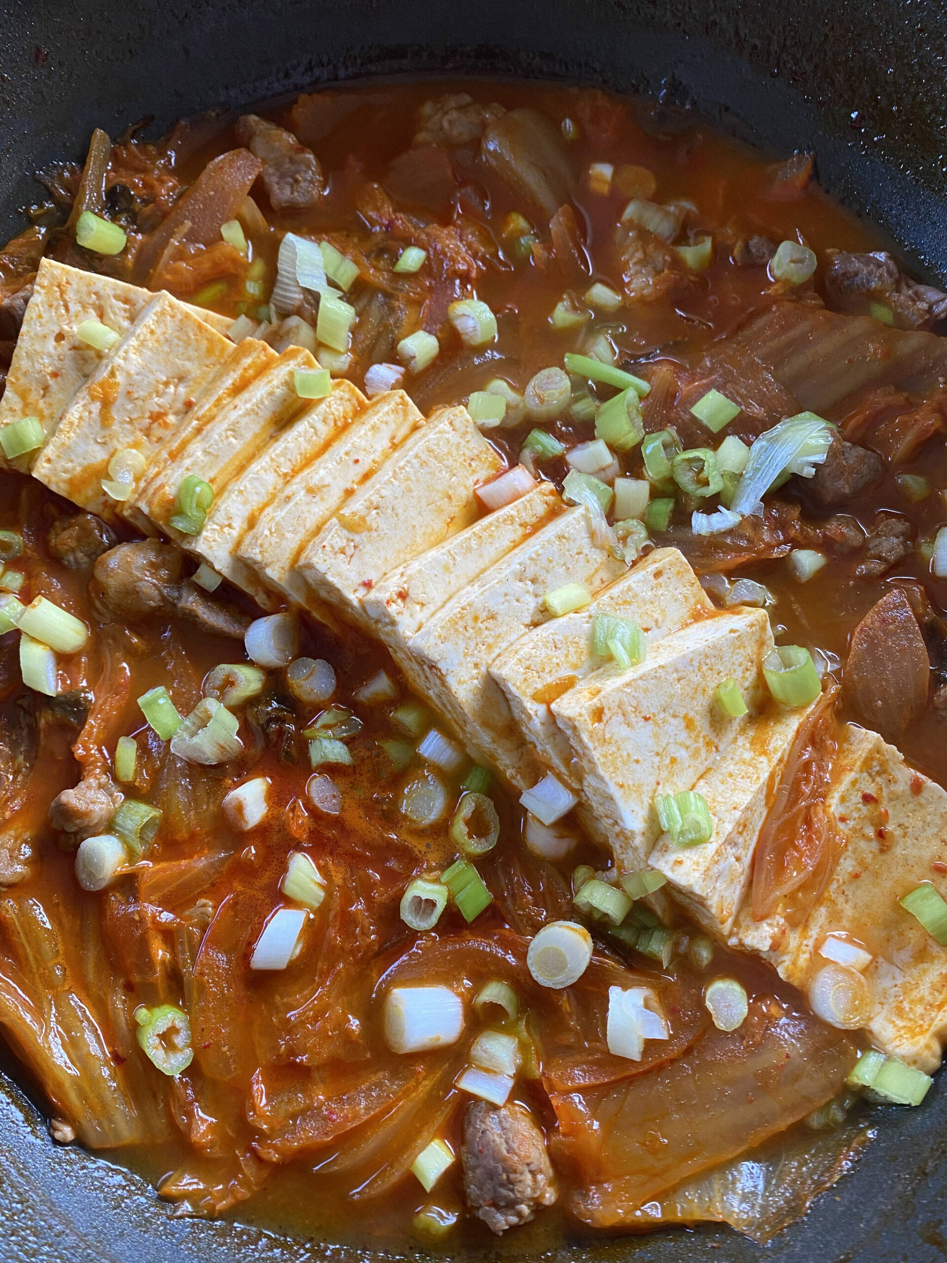 Pork, fermented kimchi and tofu make the base of this recipe for Kimchi stew. (Photo by Tressa Dale/Peninsula Clarion)