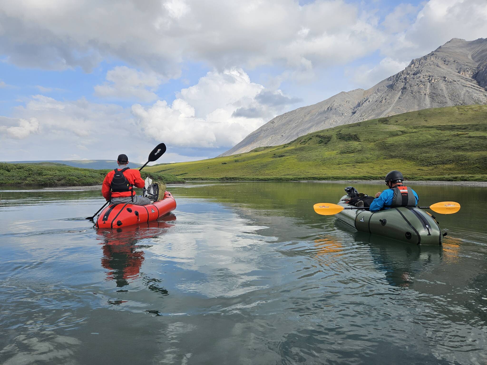 Buck Kunz and Ben Meyer navigate their rafts during a trip in the Brooks Range in August 2023. (Photo courtesy Ben Meyer)