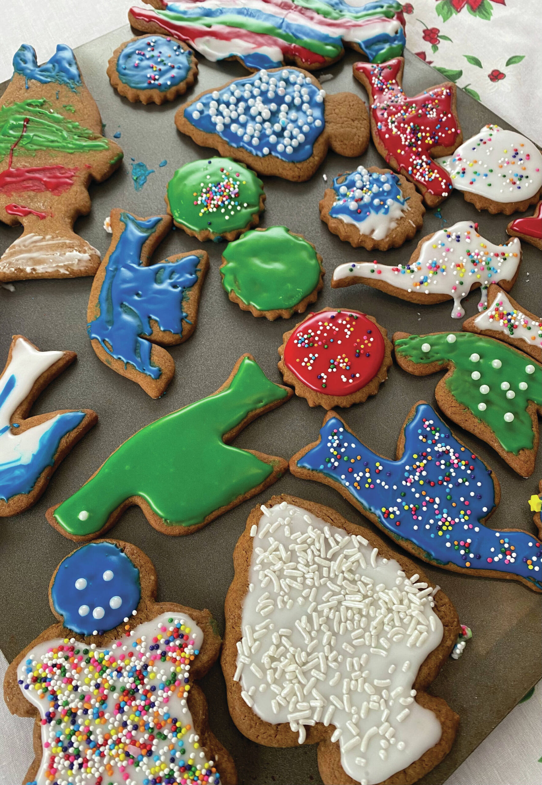 Photo by Tressa Dale/Peninsula Clarion
These festive gingerbread cookies are topped with royal icing and sprinkles.
