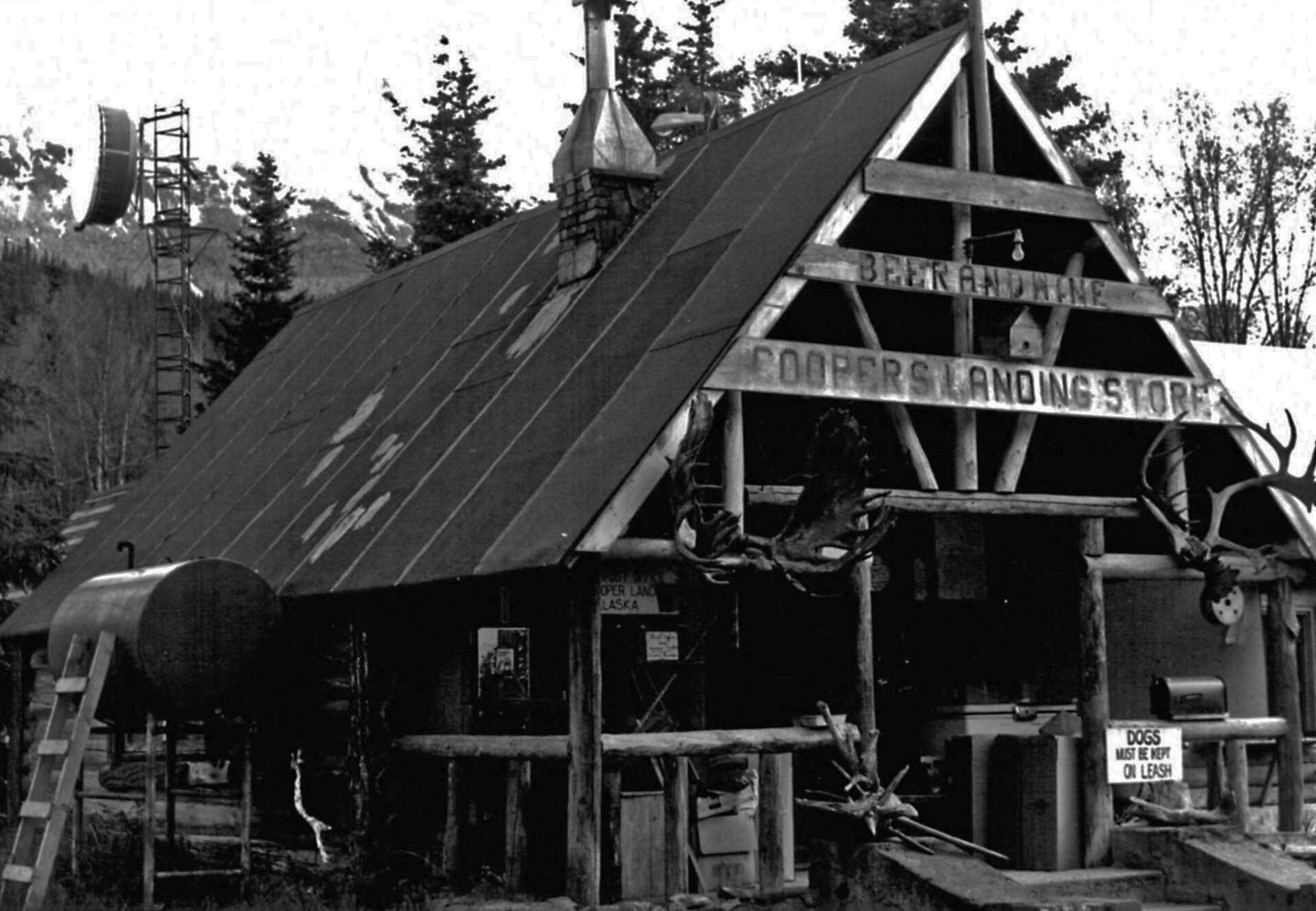 The Cooper Landing Post Office, photographed here in 1977 for possible inclusion in the National Register of Historic Places, was once housed in this store, constructed by Jack Lean many decades earlier.