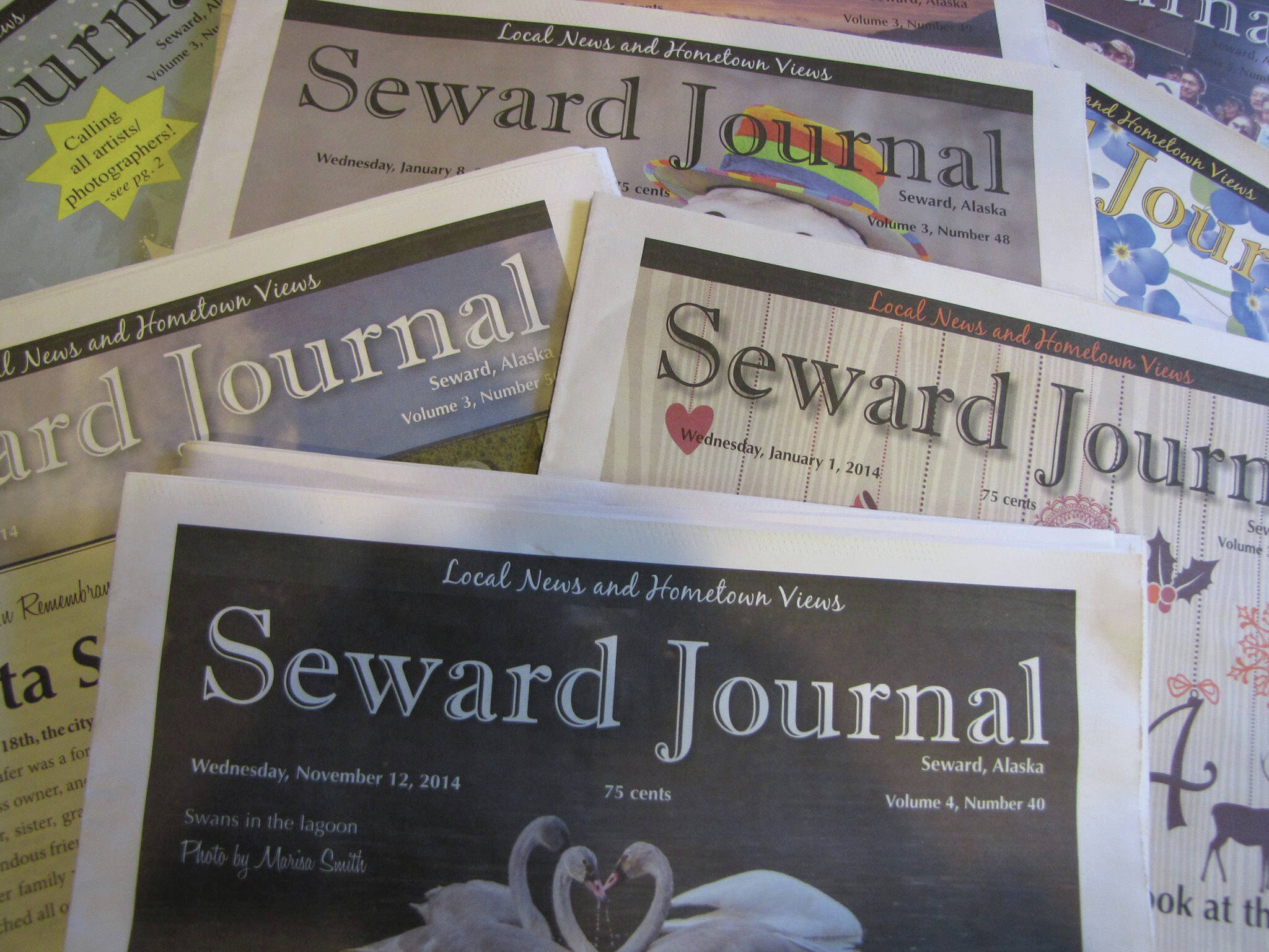 A stack of the Seward Journal is pictured. The town’s only daily newspaper published its last edition Nov. 27. (Photo via Seward Journal Facebook page)