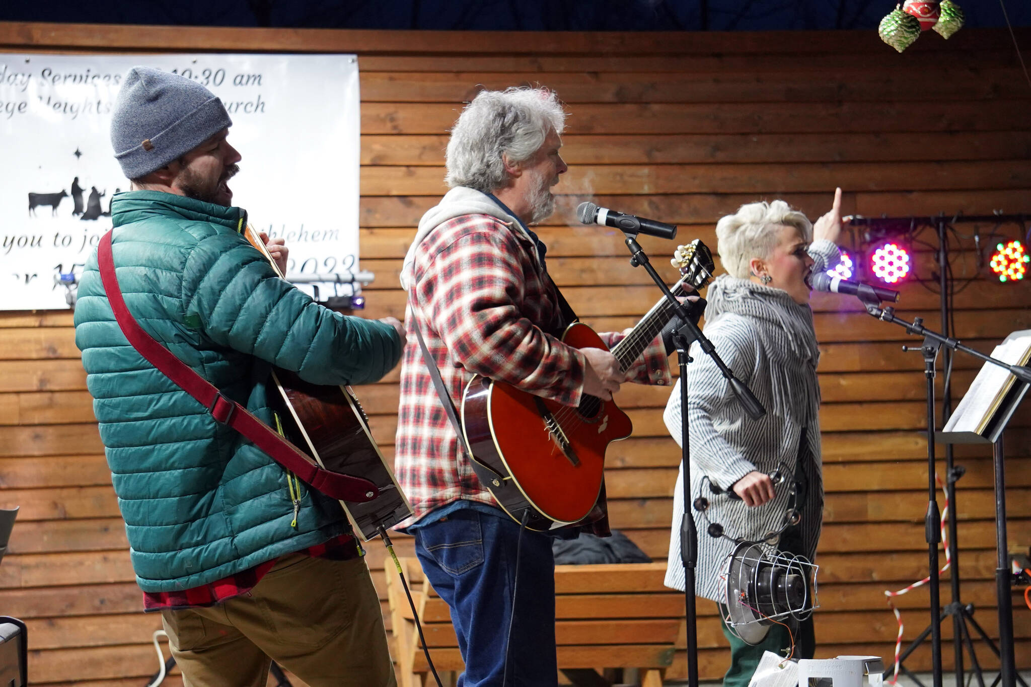 Ellie & the Echoes perform during Christmas in the Park at Soldotna Creek Park in Soldotna, Alaska, on Saturday, Dec. 2, 2023. (Jake Dye/Peninsula Clarion)