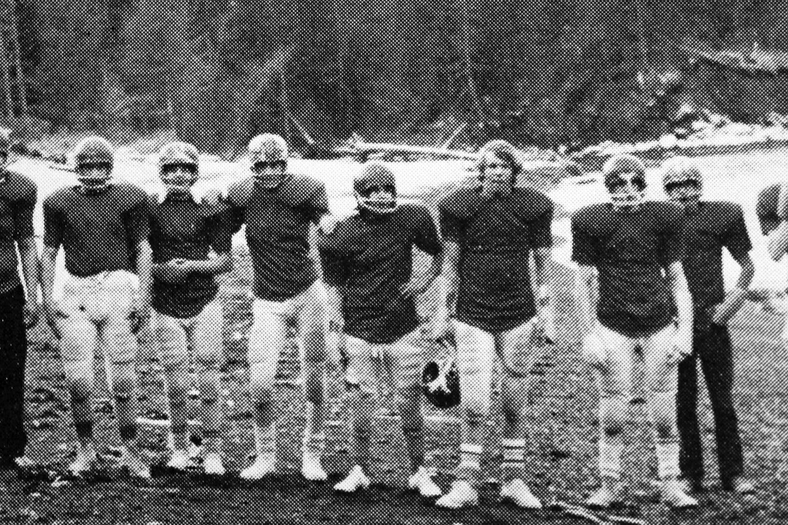 Rex Edwards experimented with many activities, including fencing, for the students at the school in Seldovia. In the 1973-74 school year, he even attempted to coach football, even though the only “field” available was the beach. Here are the “Seldovia Retreaters” as they appeared in the school’s 1974 yearbook.