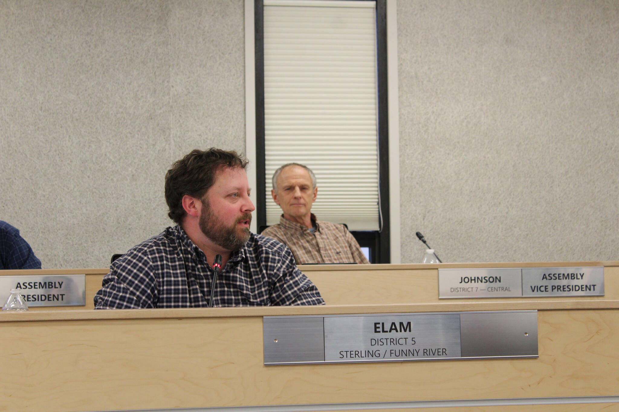 Bill Elam speaks at a meeting of the Kenai Peninsula Borough Assembly on Tuesday, May 4, 2021 in Soldotna, Alaska. (Ashlyn O’Hara/Peninsula Clarion)