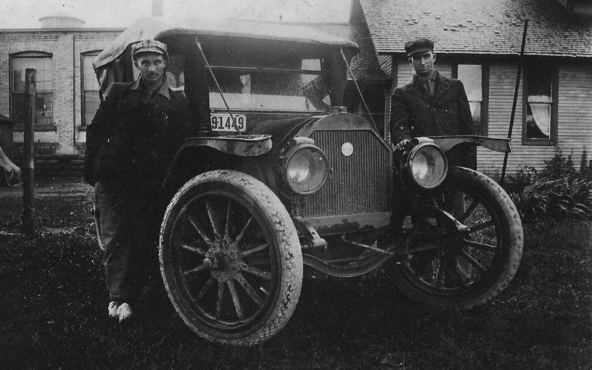 Brothers James (left) and Lawrence Keeler with their Kissel car, circa 1910s. Both brothers enlisted in the U.S. Army to fight in World War I. James was killed in battle. Photo courtesy of the Keeler Family Collection.