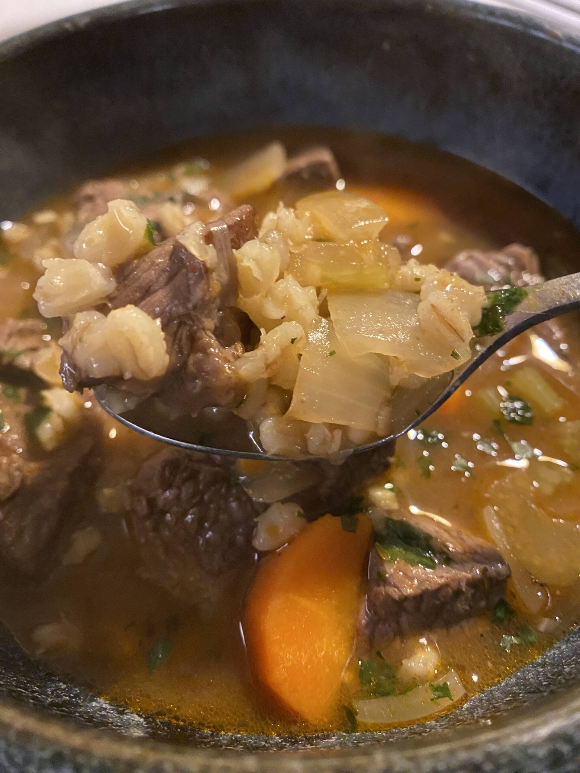 This beef and barley stew is both comforting and nourishing — perfect for when your fingers are frozen and your cheeks are chapped. (Photo by Tressa Dale/Peninsula Clarion)