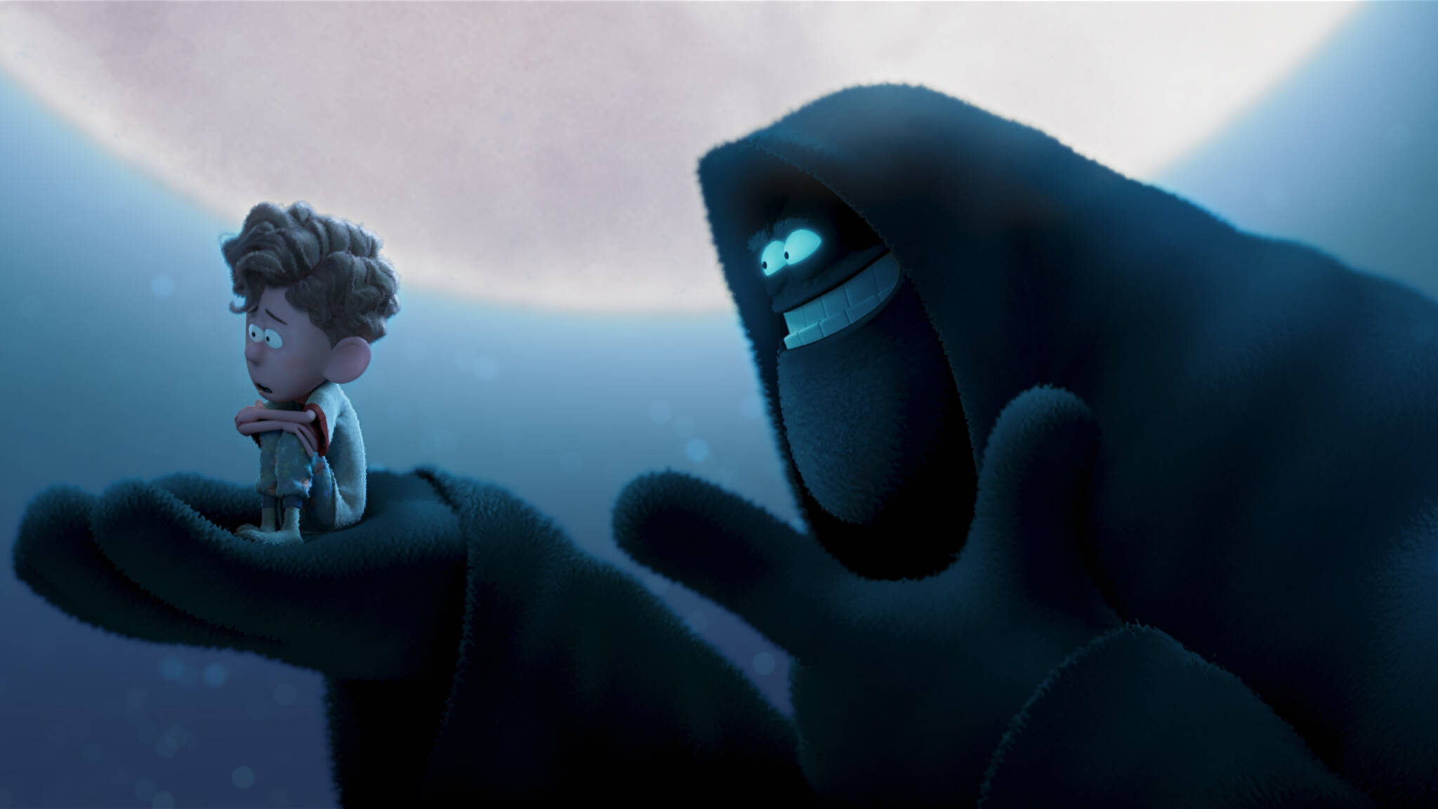 Orion (Jacob Tremblay) and Dark (Paul Walter Hauser) in “Orion and the Dark.” (Promotional photo provided by Dreamworks Animation)