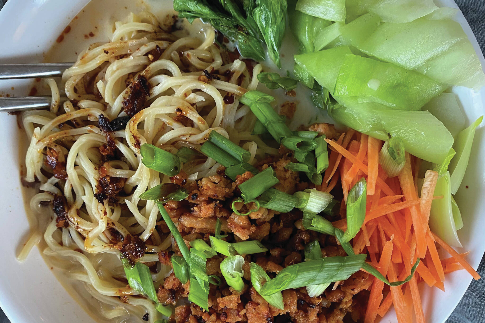 Tantanmen, a 30-minute ramen dish, doesn’t sacrifice flavor or wholesomeness for speed. (Photo by Tressa Dale/Peninsula Clarion)