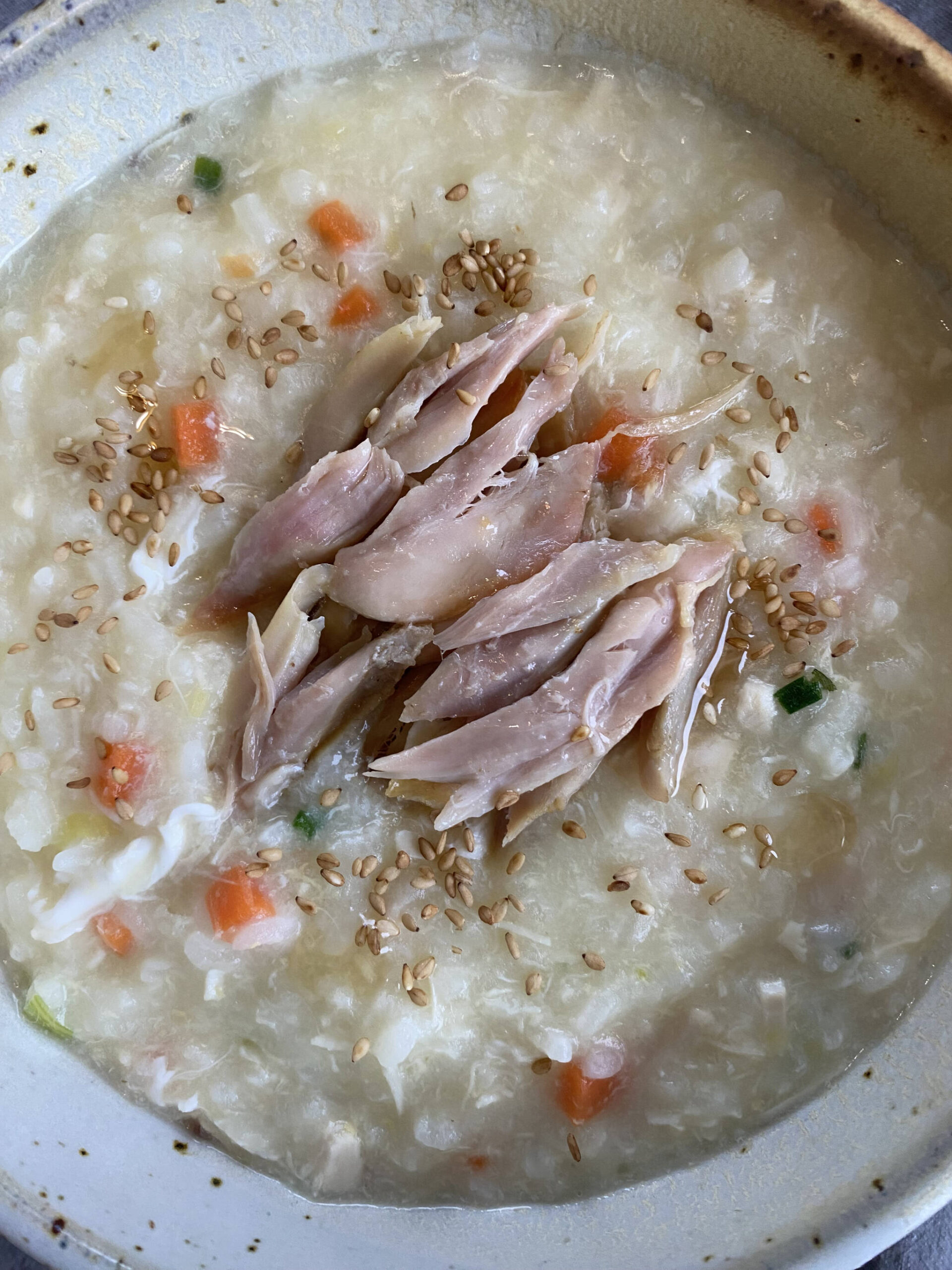 This Korean rice porridge, called dak juk, is easy to digest but hearty and nutritious, perfect for when youre learning how to eat. (Photo by Tressa Dale/Peninsula Clarion)