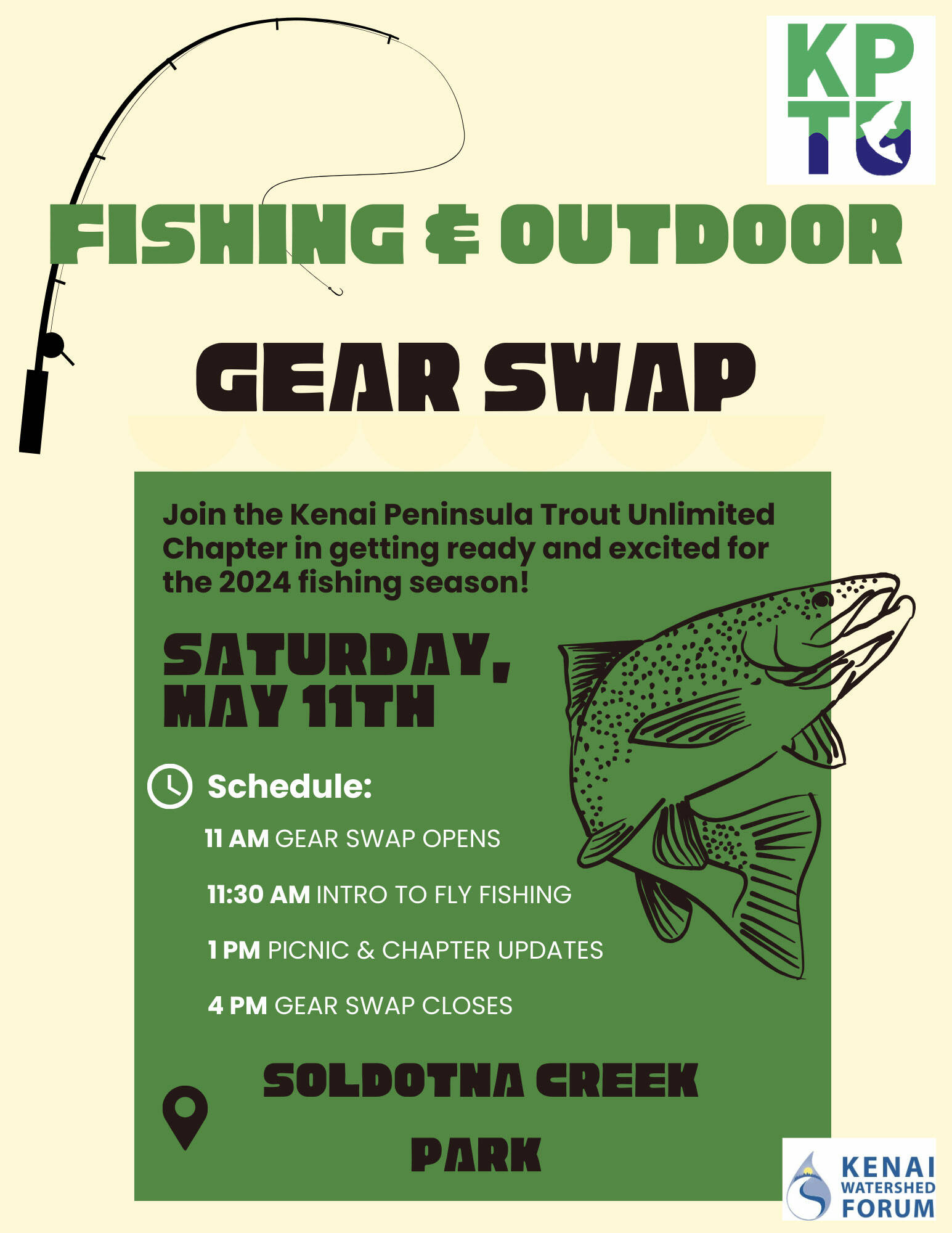 Poster for Kenai Peninsula Trout Unlimited Fishing Gear Swap. (Courtesy Kenai Peninsula Trout Unlimited)