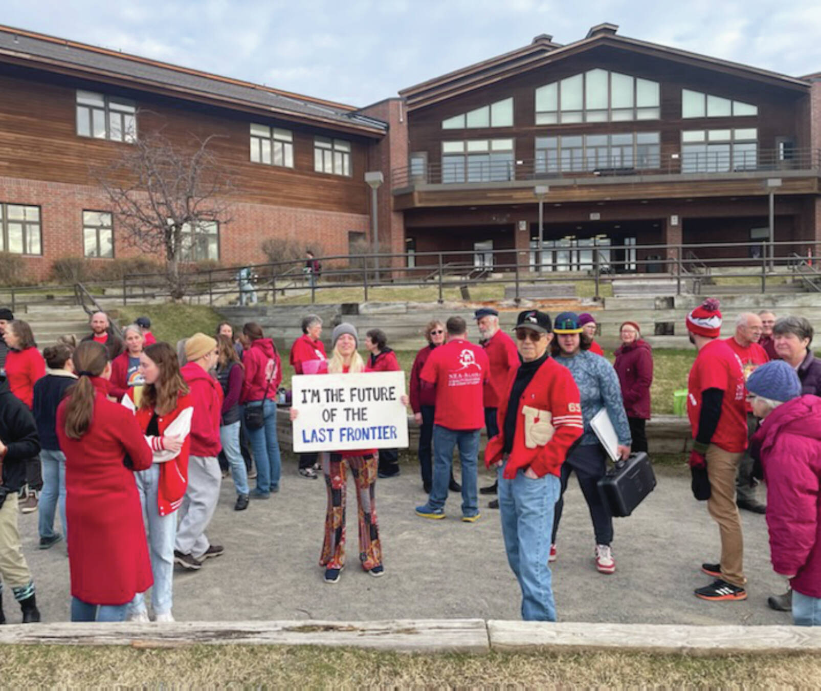 Homer High School sophomore Sierra Mullikin is one of the students who participated in the community walk-in on Wednesday, April 24. Communities across the state of Alaska held walk-ins in support of legislative funding for public education. (Photo by Emilie Springer)