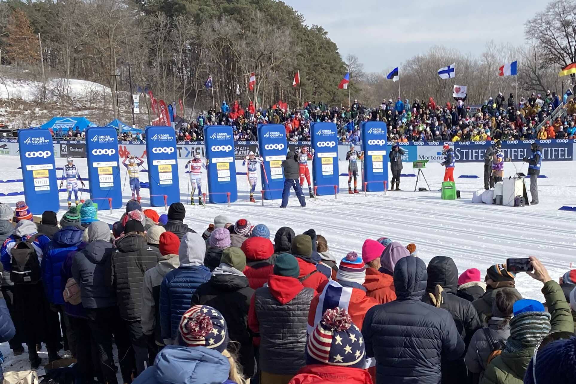 The World Cup cross-country ski races in Minneapolis on Feb. 17, 2024. (Photo by Jeff Helminiak/Peninsula Clarion)