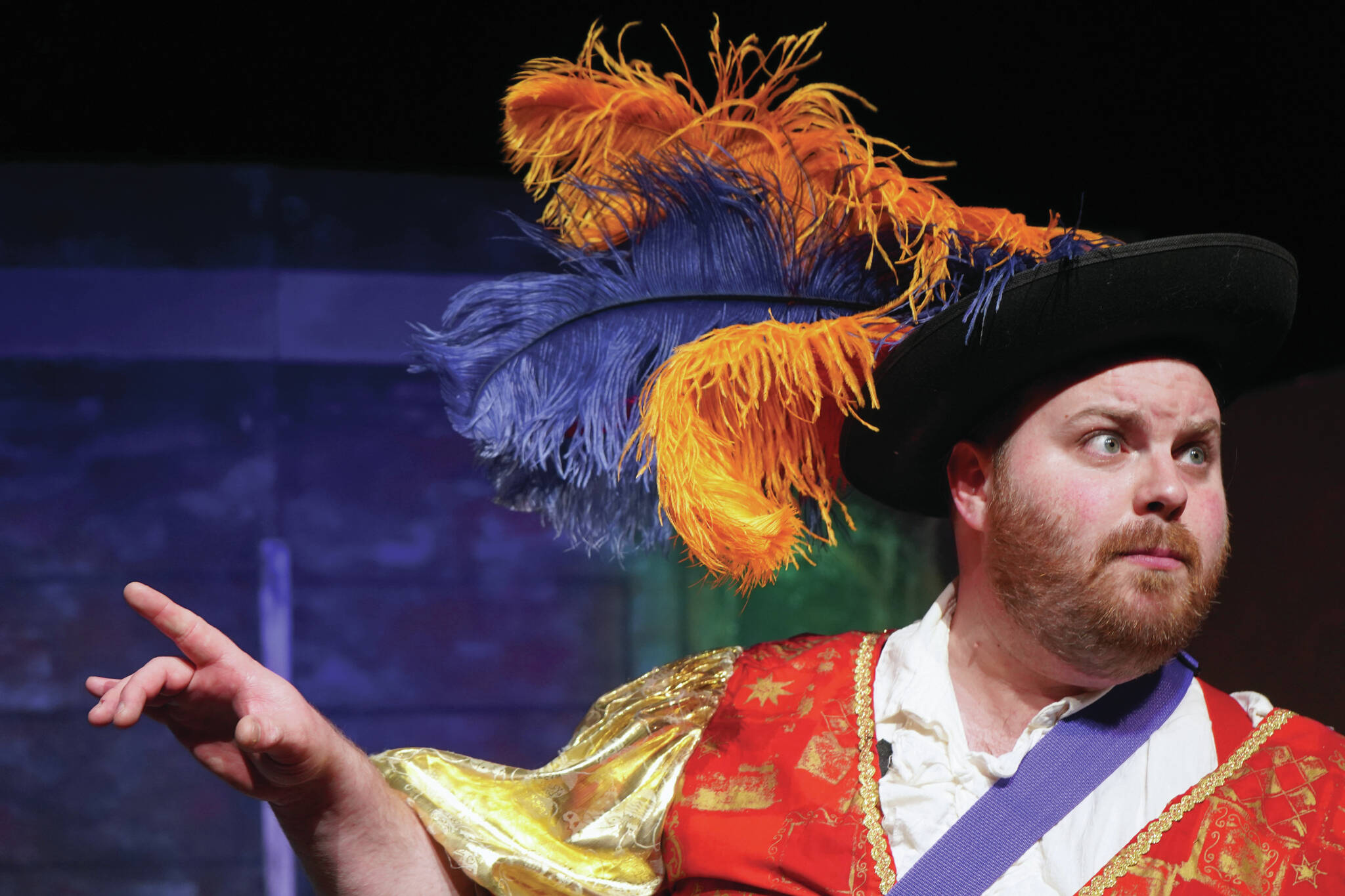 Jake Dye/Peninsula Clarion
Joe Spady rehearses “Murder at the Renaissance Faire” at the Kenai Performers’ Theater in Soldotna on Wednesday.