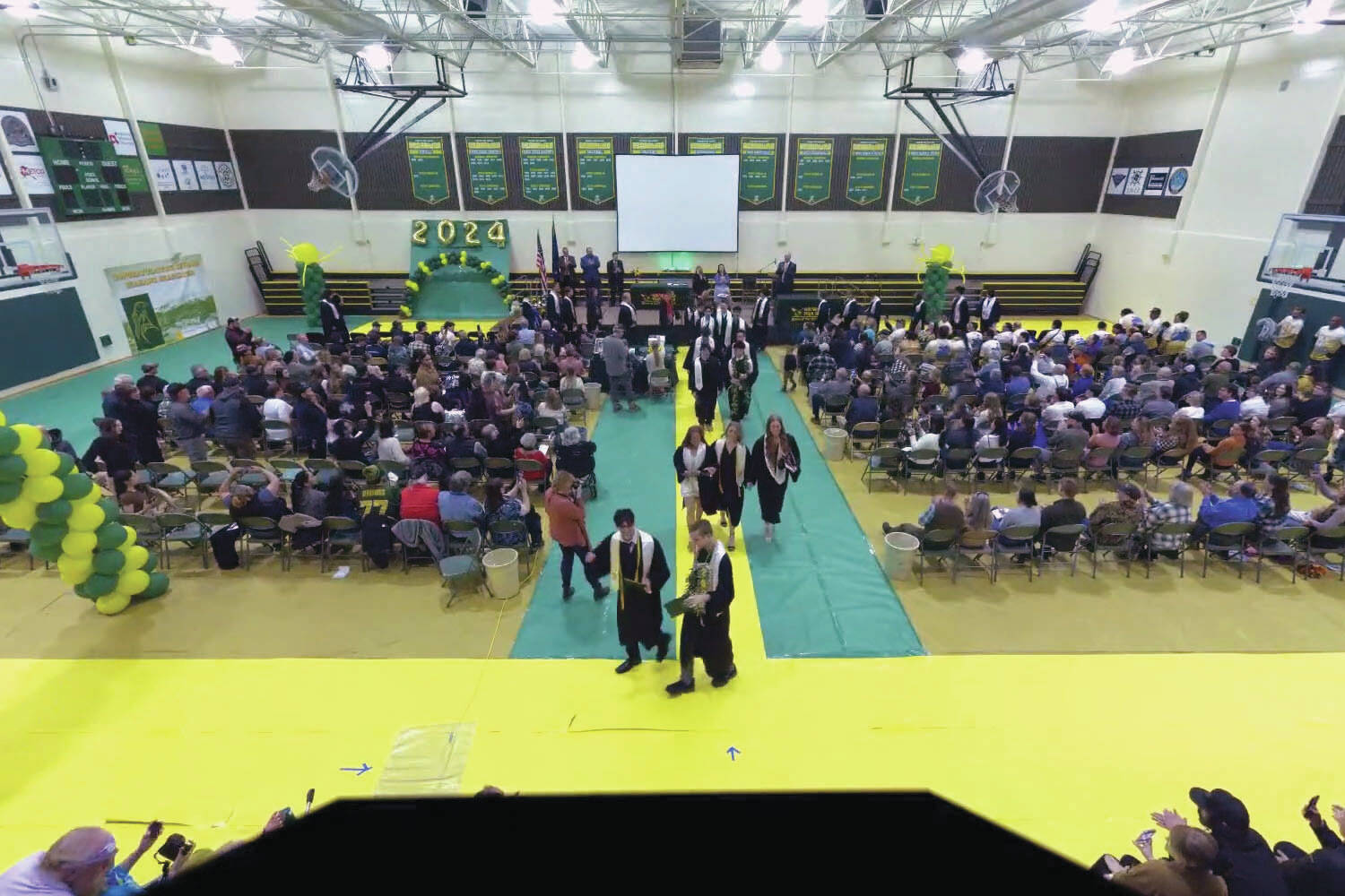 Screenshot
Graduates of Seward High School leave the gym at the end of their graduation ceremony on Wednesday.