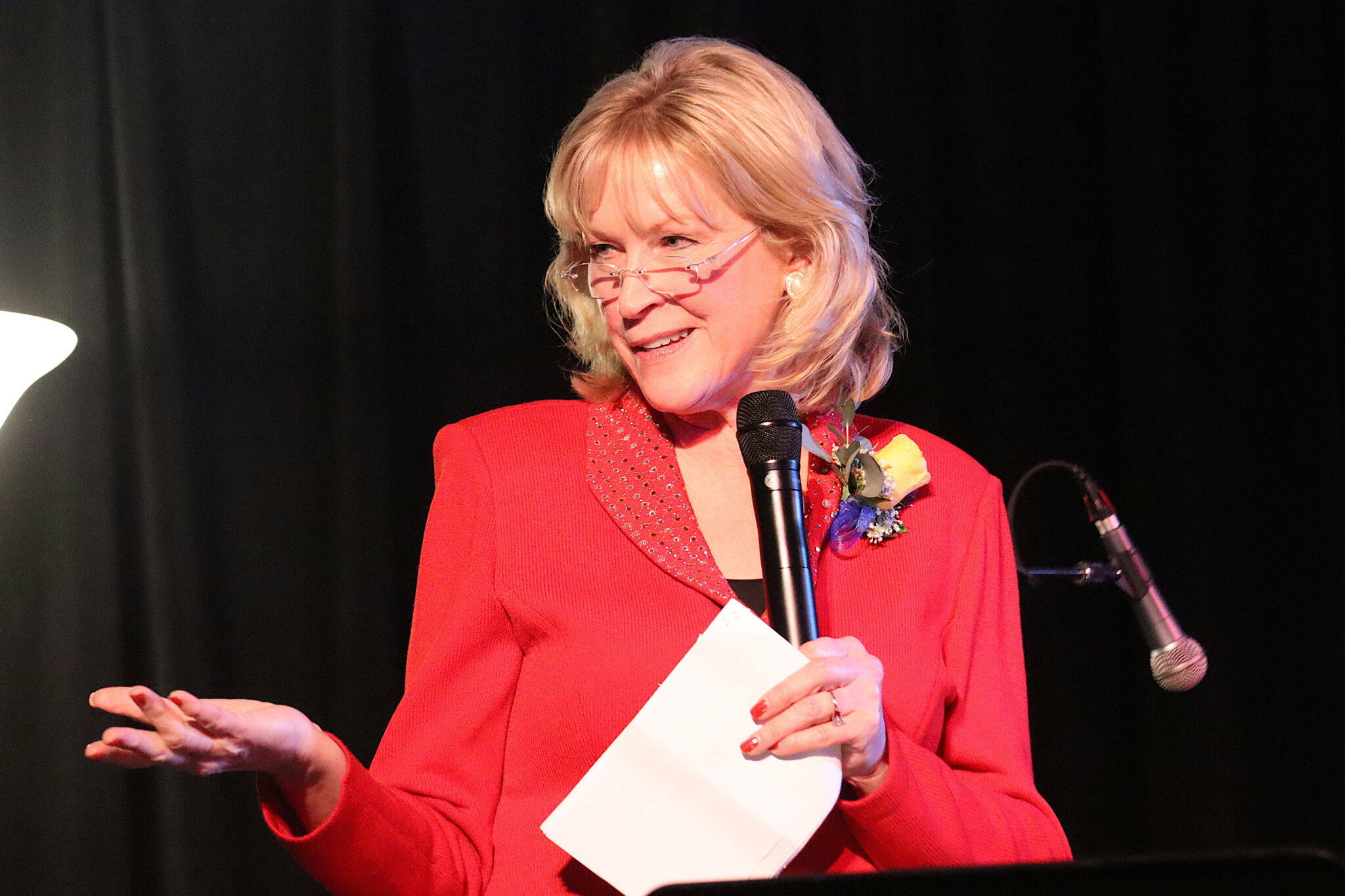 Mark Sabbatini / Juneau Empire file photo
Lt. Gov. Nancy Dahlstrom addresses the crowd during an inaugural celebration for her and Gov. Mike Dunleavy at Elizabeth Peratrovich Hall on Jan. 20, 2023.