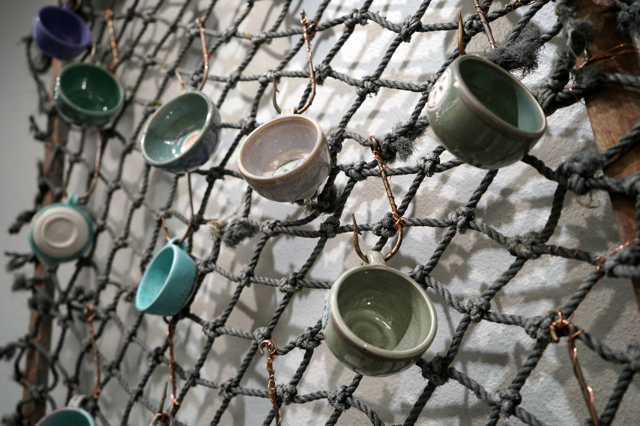 Ceramic art by Anna Widman, part of the Kenai Potter’s Guild’s “Clay on Display,” is seen at the Kenai Art Center in Kenai, Alaska, on Tuesday, July 2, 2024. (Jake Dye/Peninsula Clarion)
