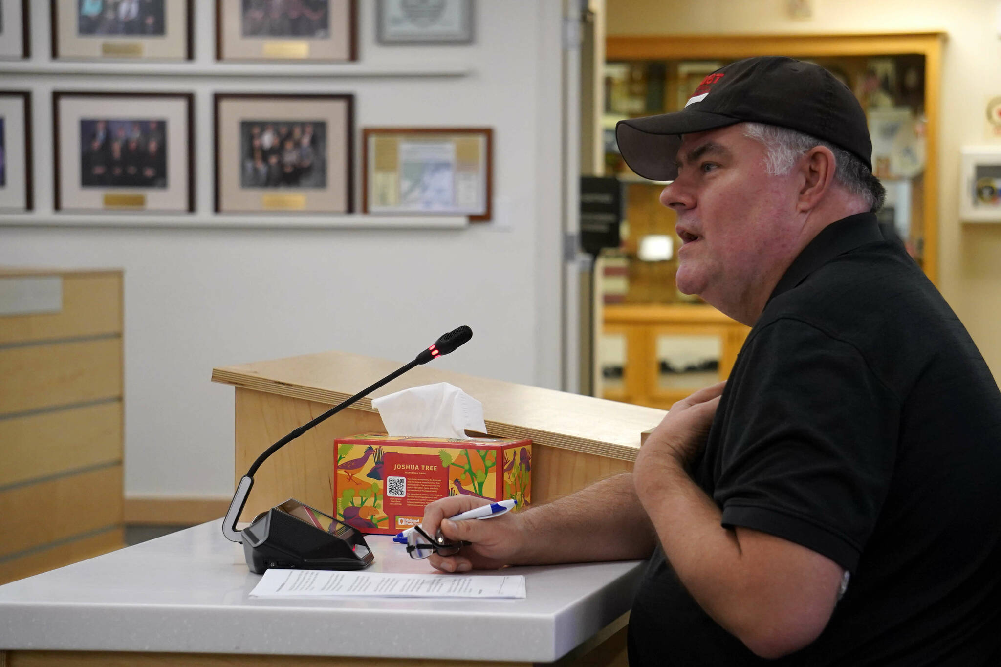 Ed Oberts speaks to the Kenai Peninsula Borough Assembly in Soldotna, Alaska, on Tuesday, Jan. 7, 2025. (Jake Dye/Peninsula Clarion)