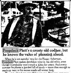 In 1984, Valdez Airlines featured Poopdeck Platt in one of its newspaper advertisements.