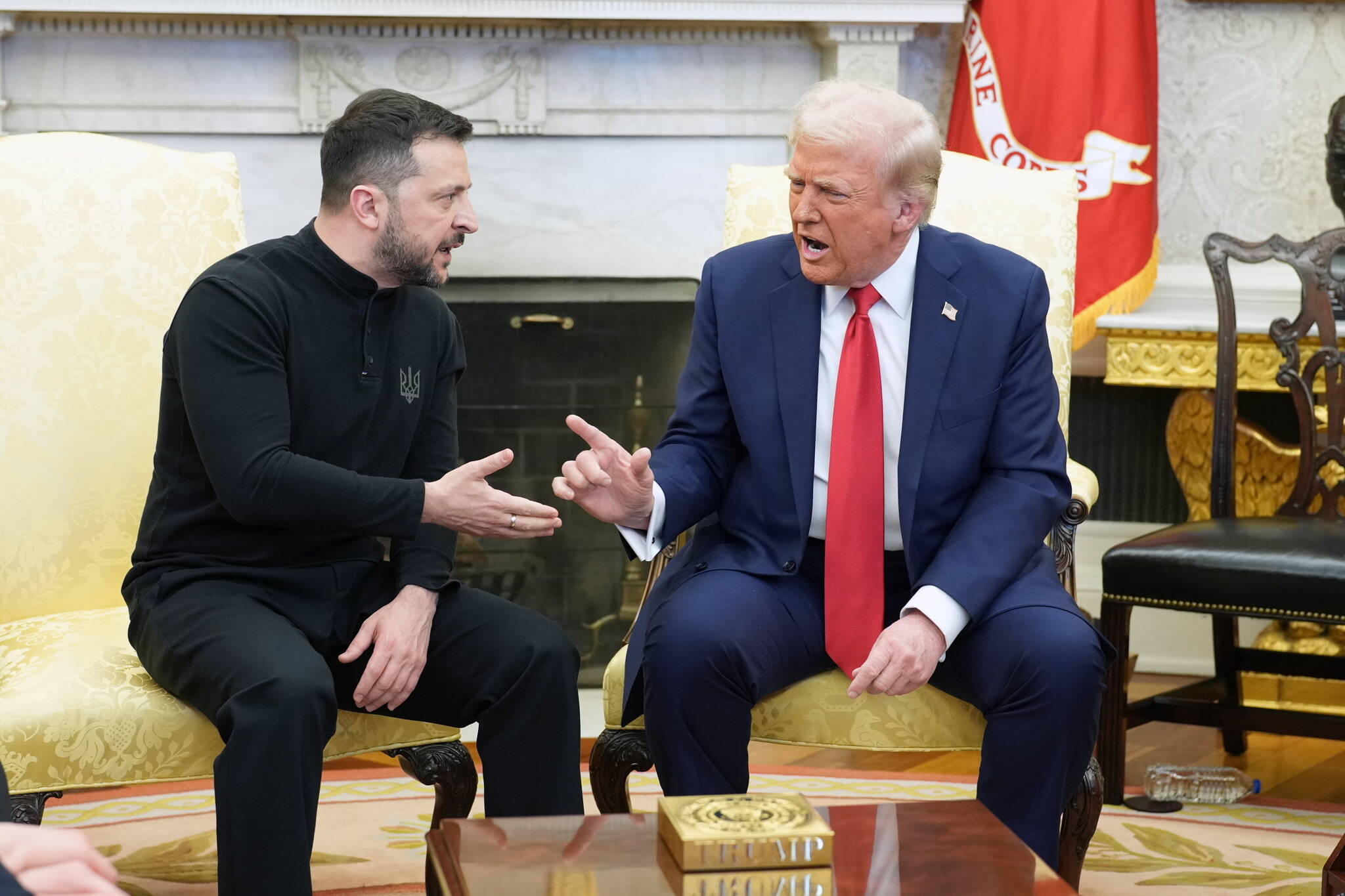 President Donald Trump argues with President Volodymyr Zelenskyy of Ukraine in the Oval Office on Friday, Feb. 28, 2025. For decades or longer, no American president has engaged in such an angry, scathing attack on a visiting foreign leader. And what really seemed to get under Trump’s skin were Zelenskyy’s harsh words about President Vladimir Putin of Russia. (Doug Mills/The New York Times)
